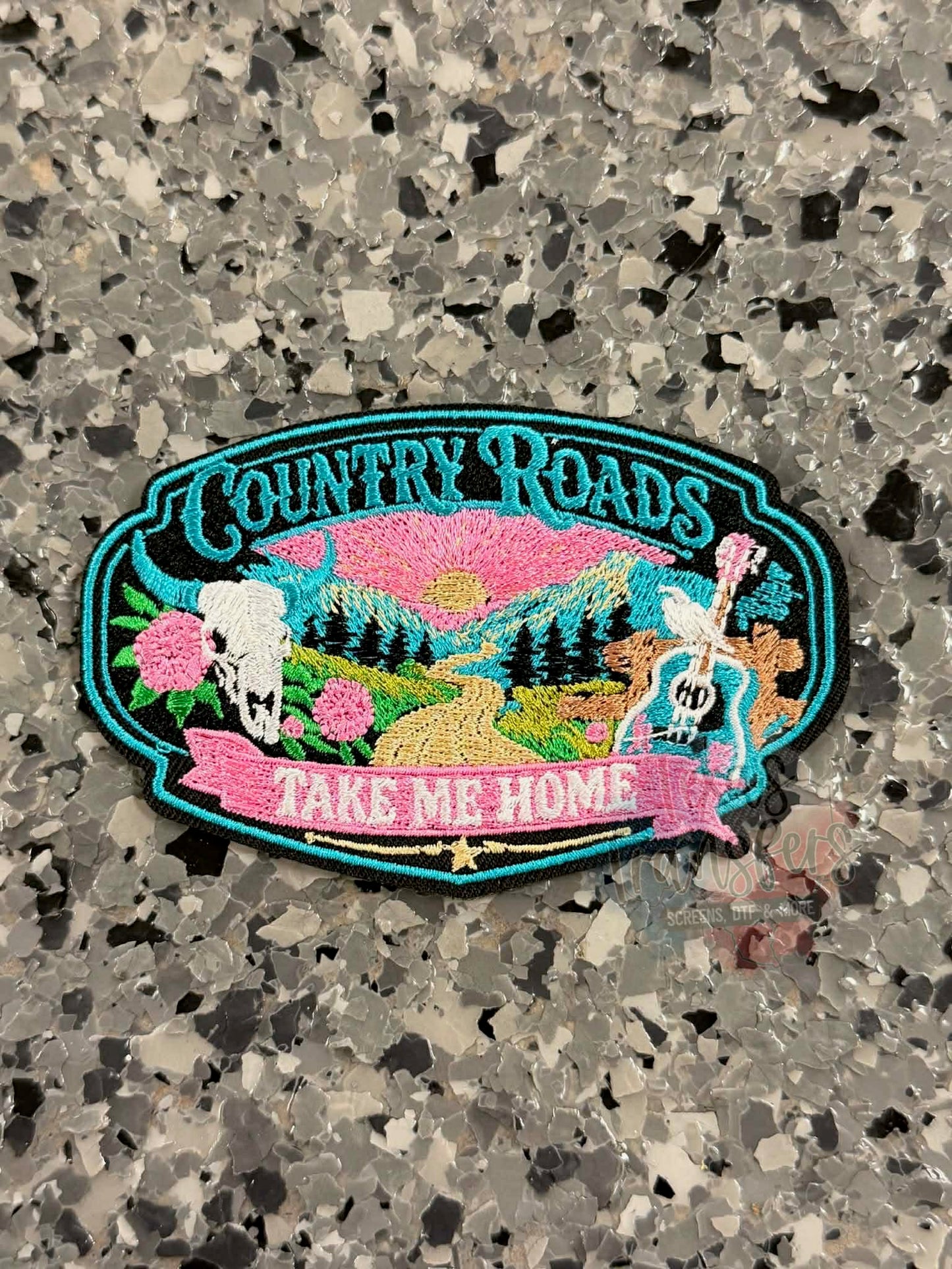 Country Roads take me Home Iron-On Patch - Texas Transfers and Designs