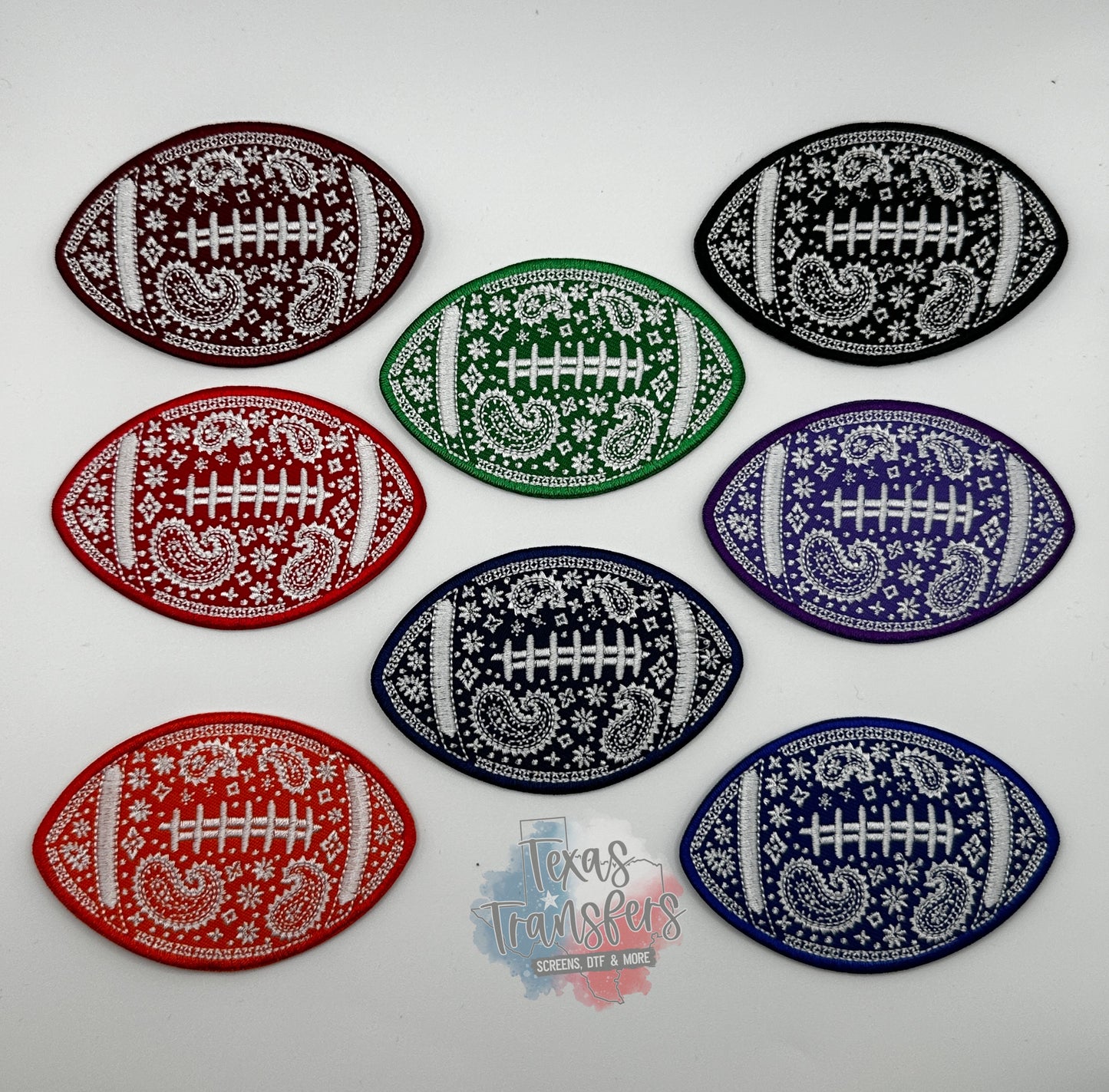 Paisley Footballs Iron-On PATCH - Texas Transfers and Designs