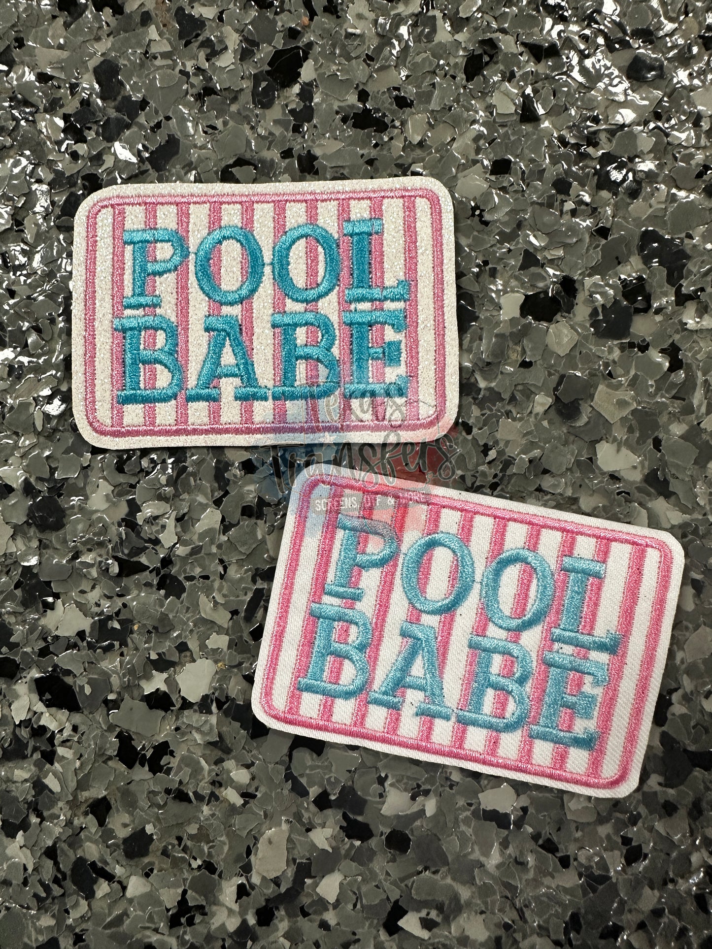 "Pool Babe" Striped Iron-On Patch