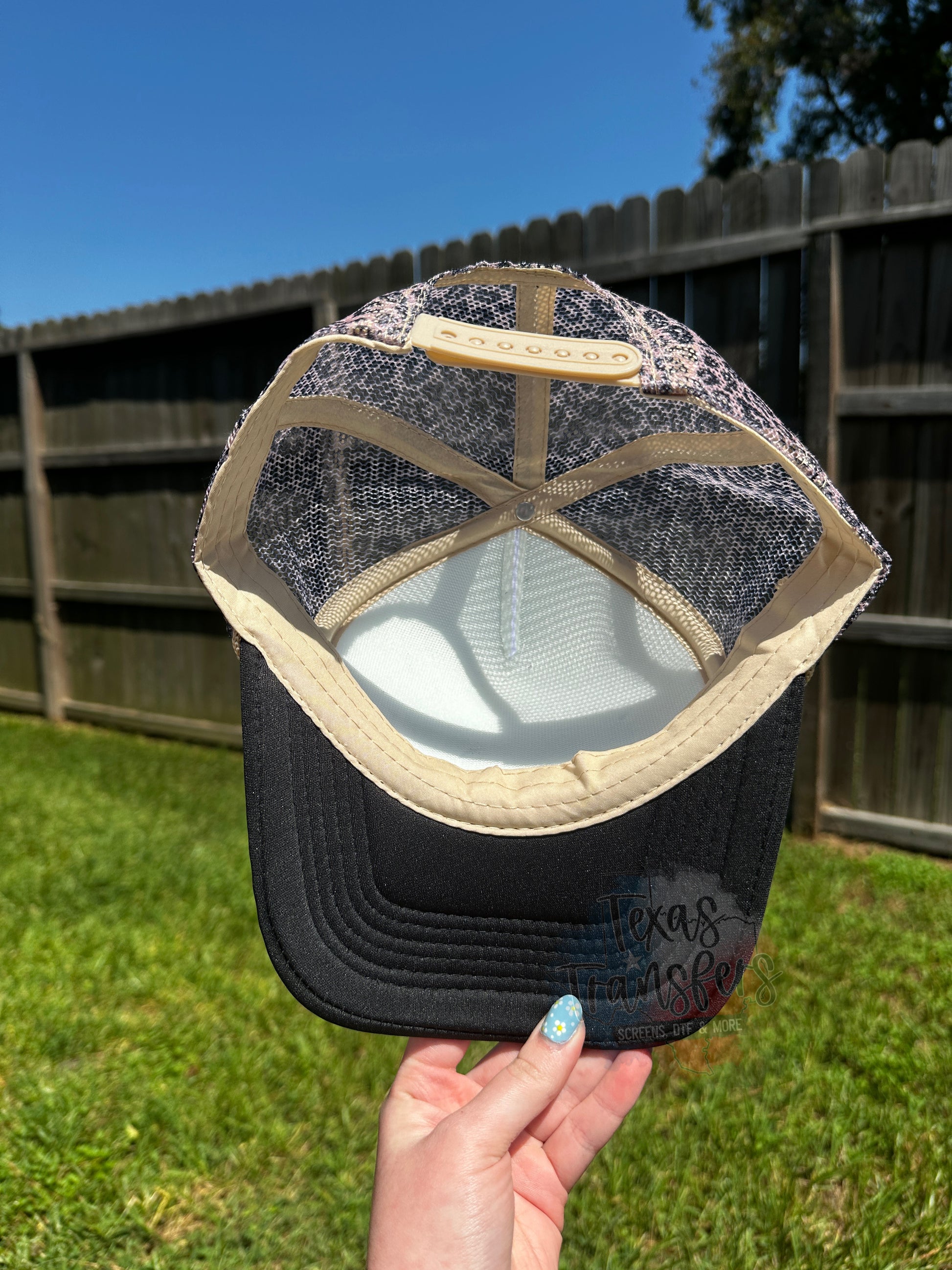 White Leopard Trucker Hat - Texas Transfers and Designs