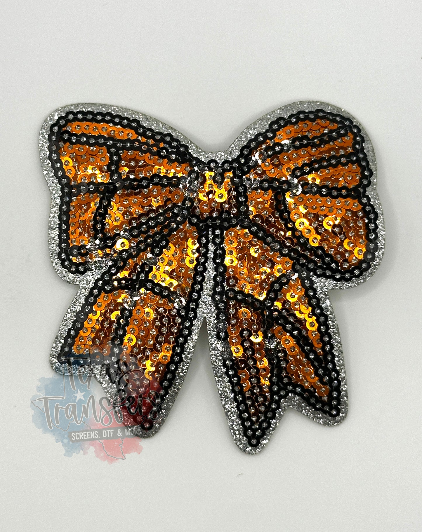 Sequin Sports Bows Iron-On PATCH - Texas Transfers and Designs