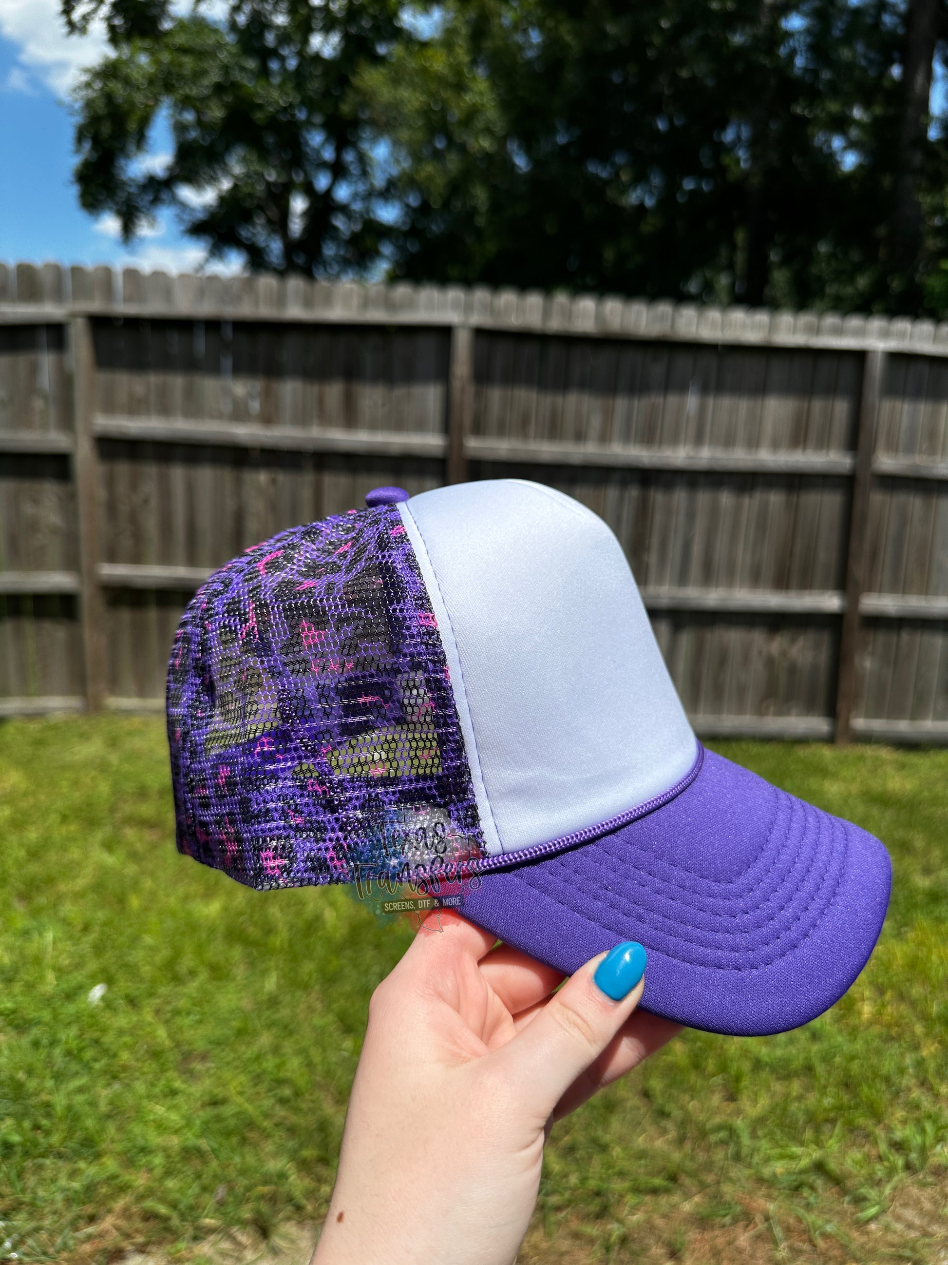 Dark Purple Leopard Back Trucker Hat - Texas Transfers and Designs
