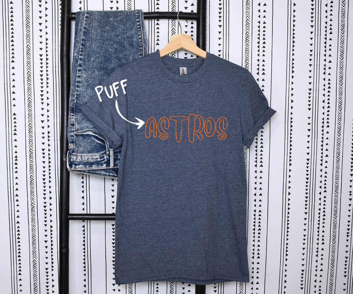 Astros Outline (Orange) PUFF Screen Print Transfer - Texas Transfers and Designs