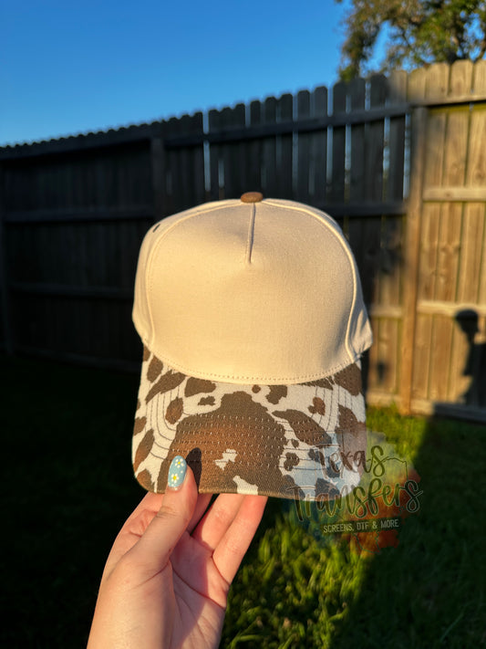 Cow Print Brim Canvas Blank Hat - Texas Transfers and Designs