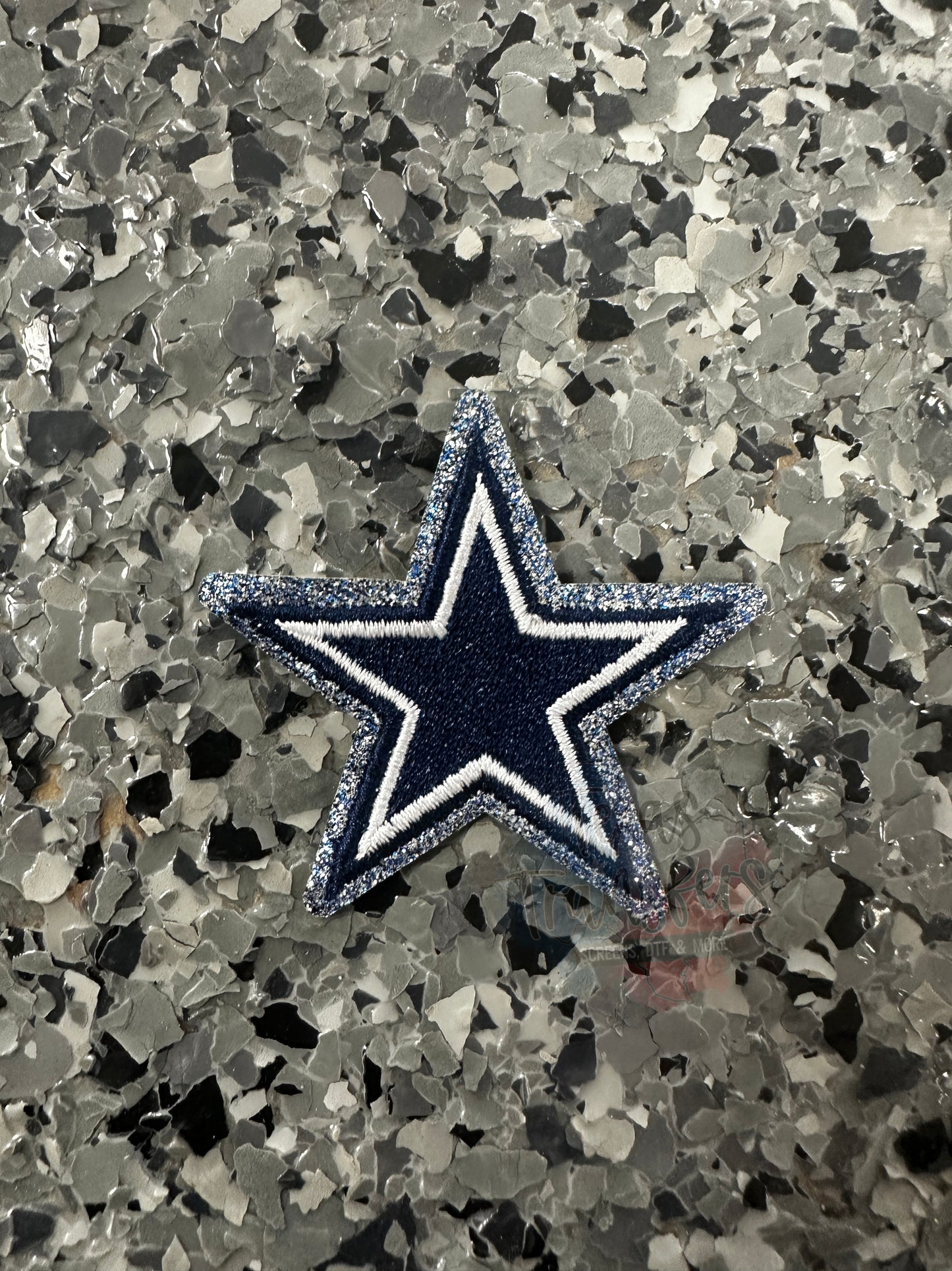 Navy and White Star Glitter Outline Iron-On Patch
