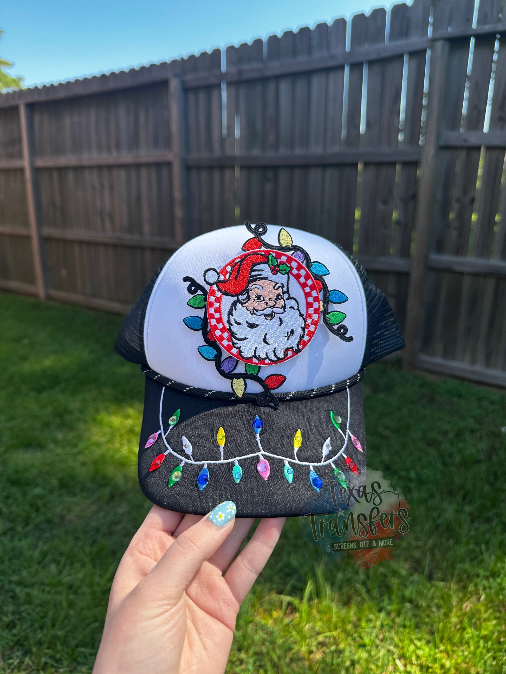 Christmas Lights Premium Trucker Hat - Texas Transfers and Designs