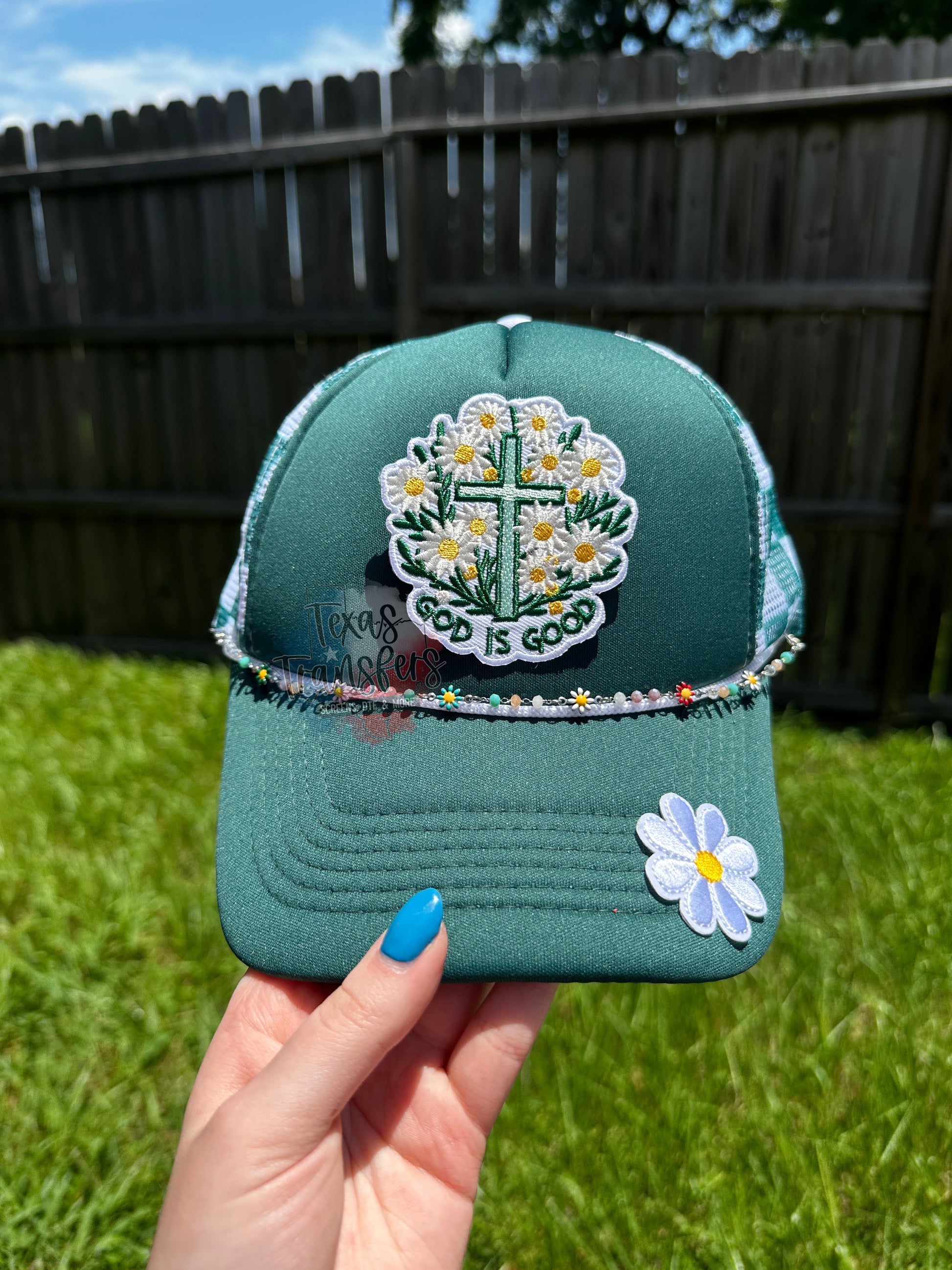 Forest Green Checker Back Trucker Hat - Texas Transfers and Designs