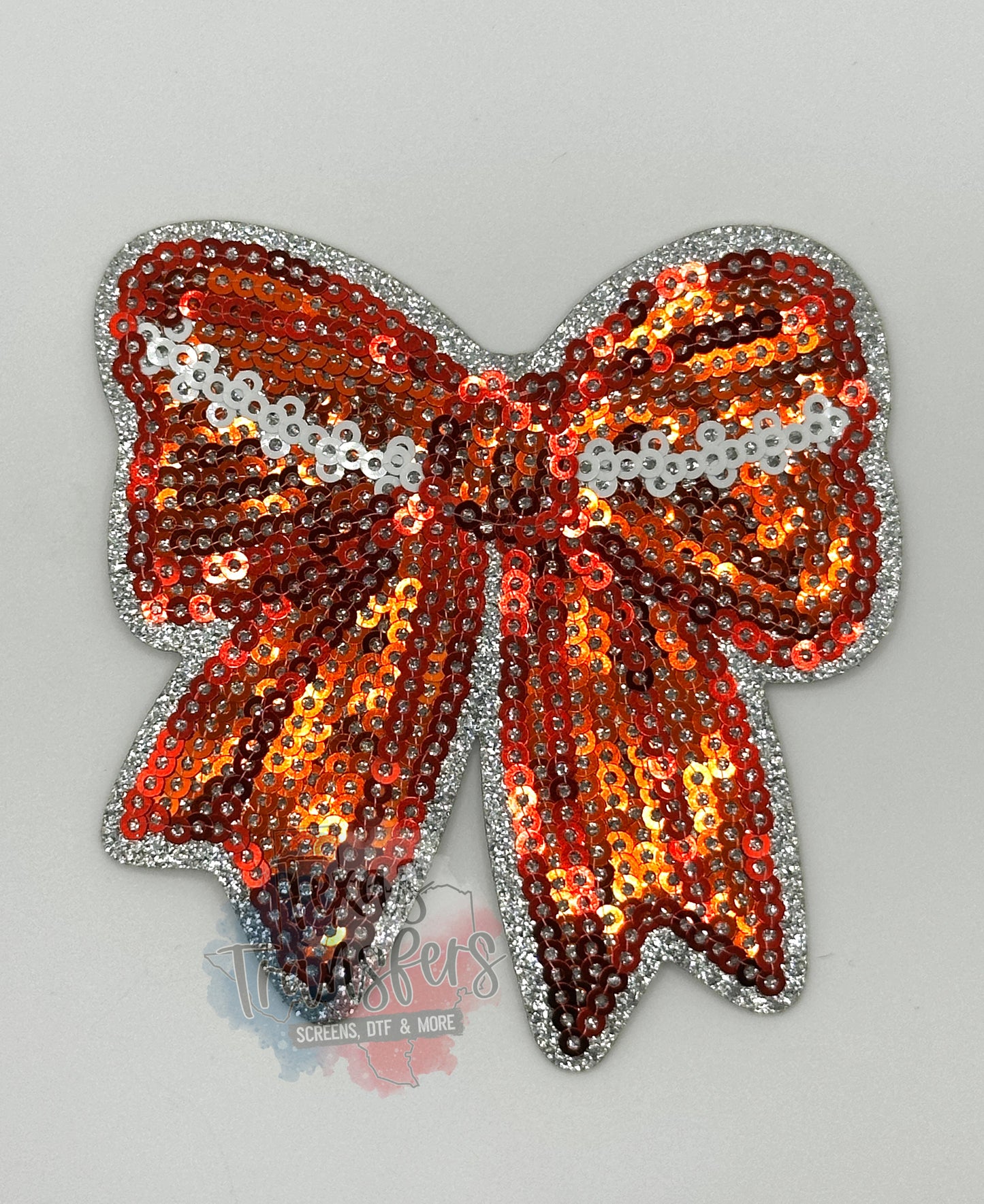 Sequin Sports Bows Iron-On PATCH - Texas Transfers and Designs