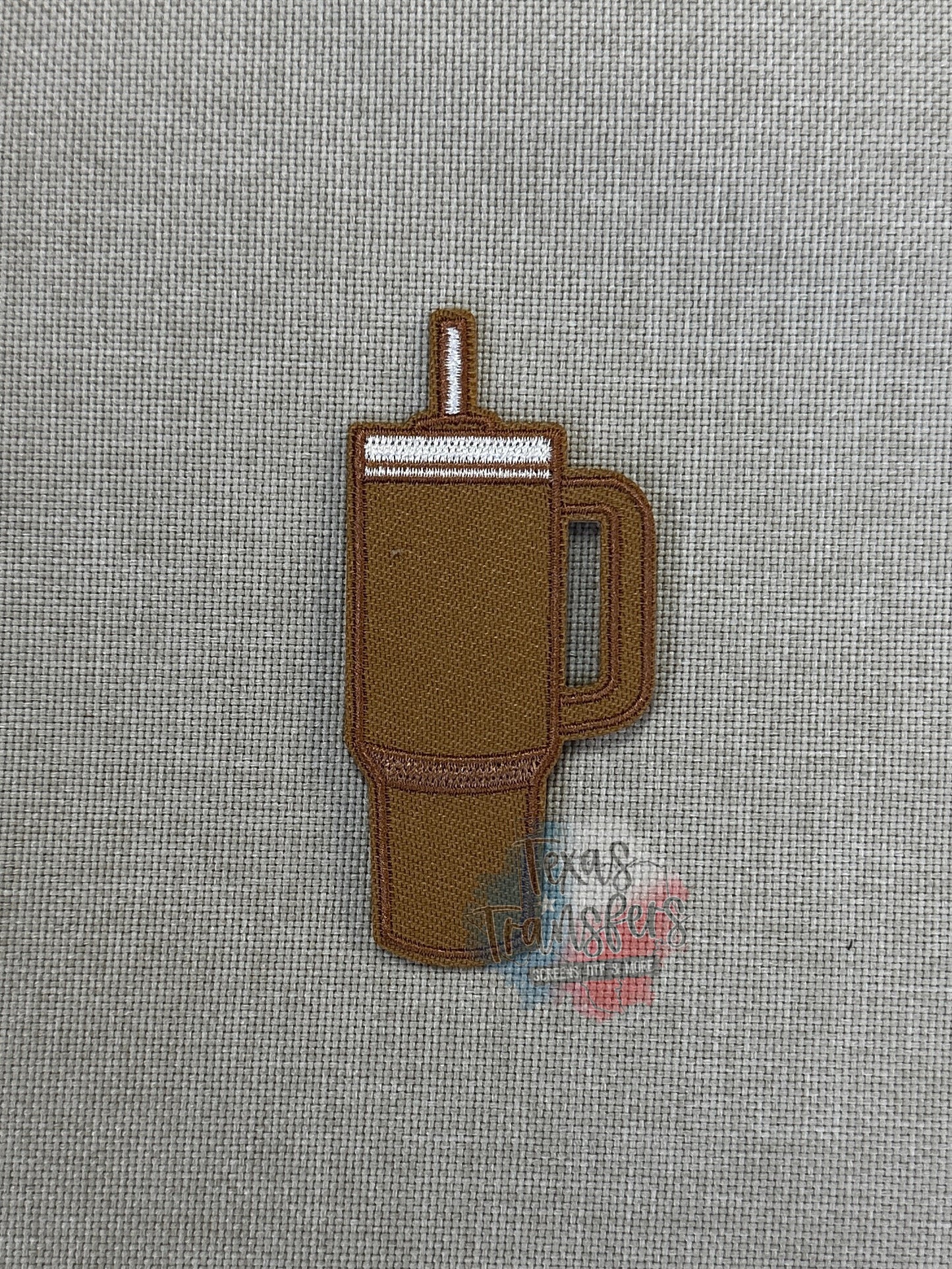 Tumbler Cup Brown Iron-On PATCH - Texas Transfers and Designs