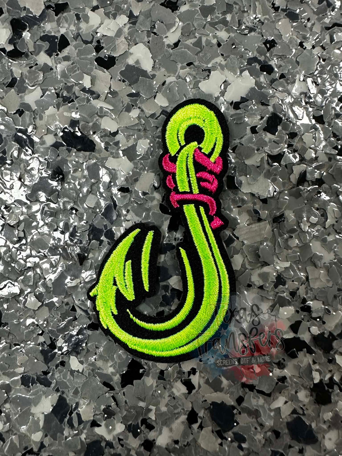 Neon Fishhook Iron-On Patch