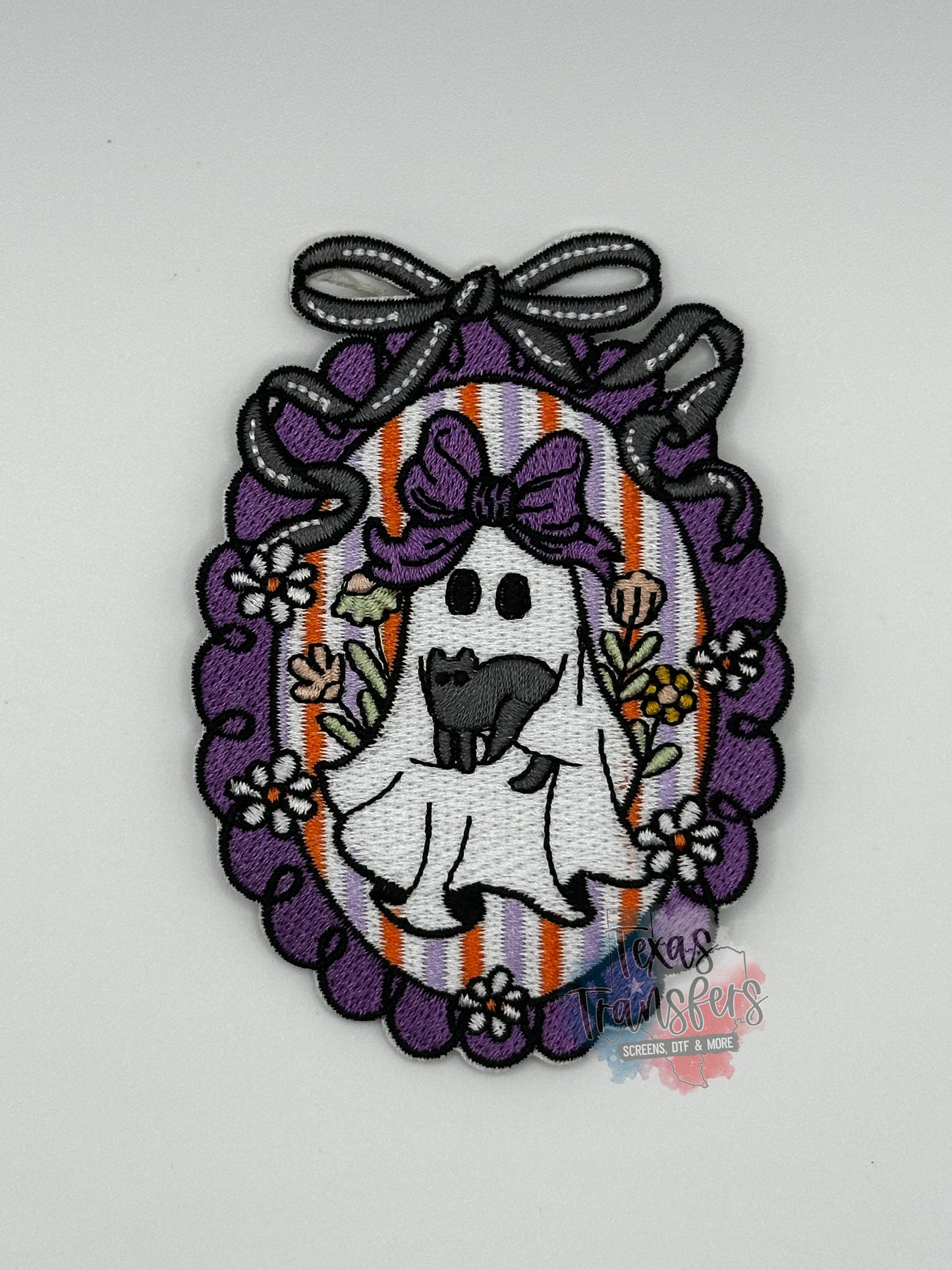 Ghost with Cat Iron-On PATCH - Texas Transfers and Designs