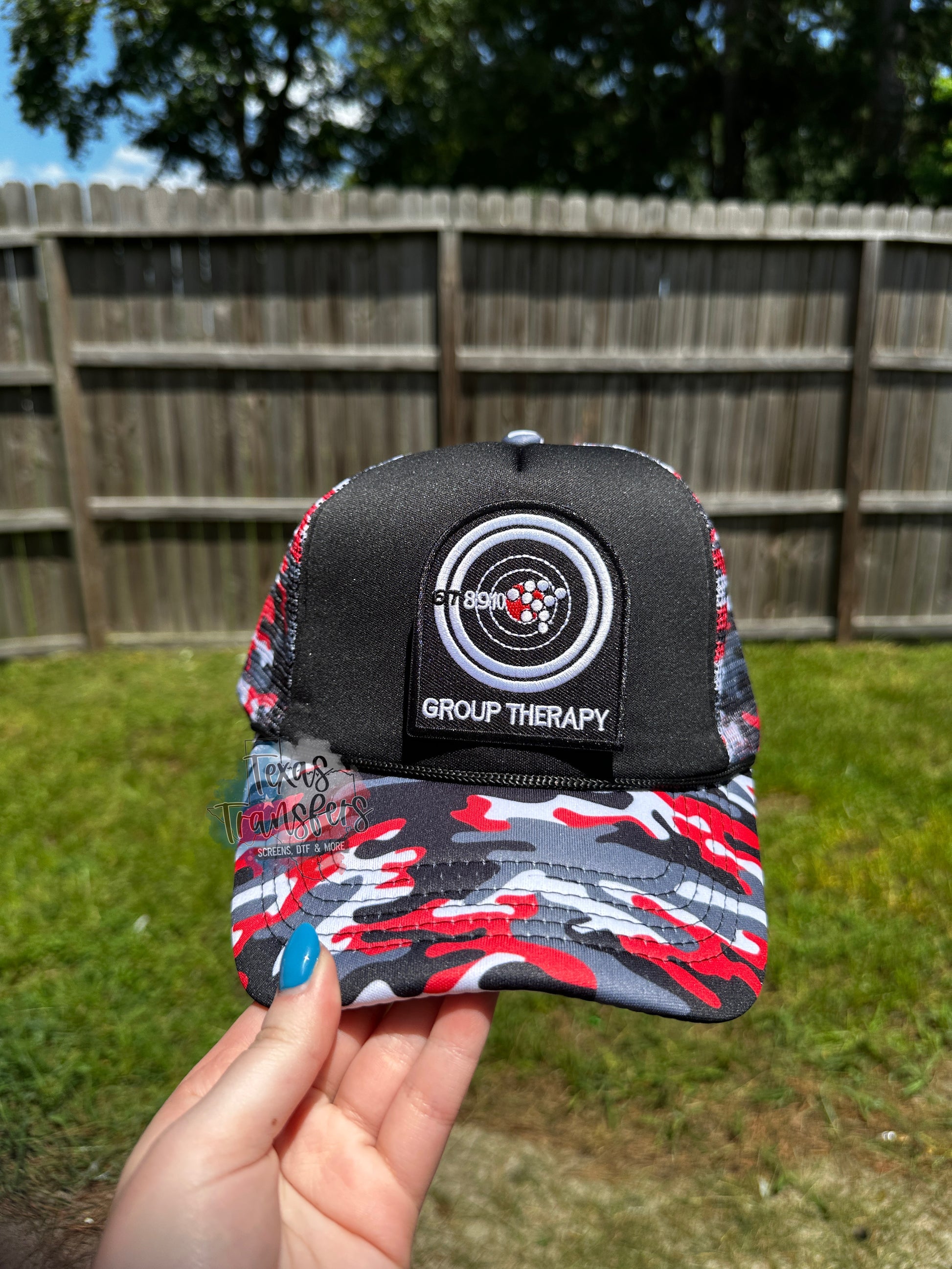 Red/Black Camo Trucker Hat - Texas Transfers and Designs