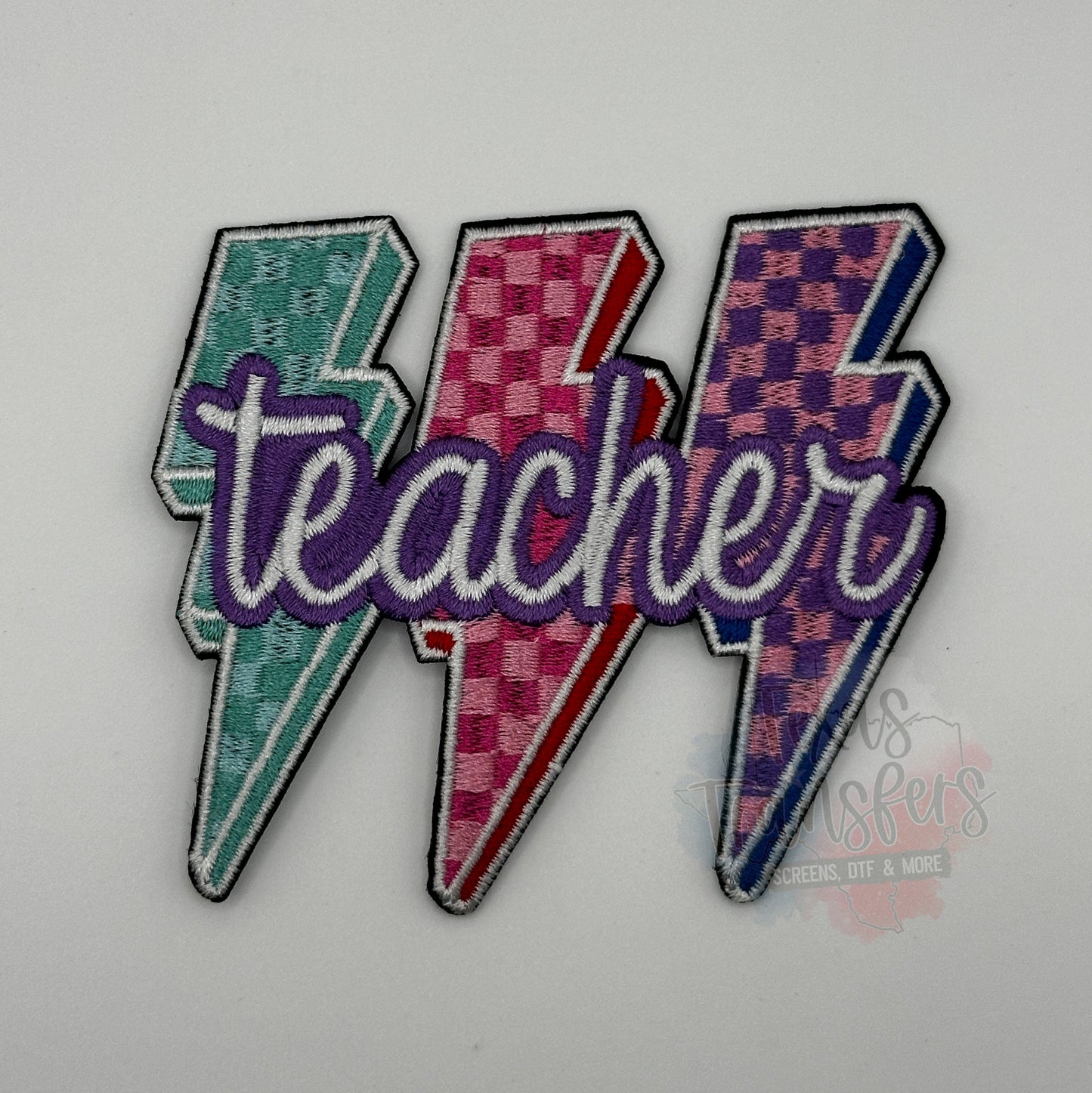 Teacher Lightning Iron-On Patch (Multiple Options) - Texas Transfers and Designs