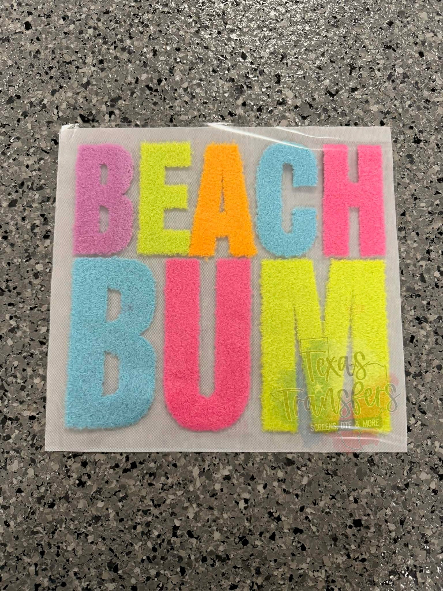 Beach Bum Chenille XL Iron- On Patch - Texas Transfers and Designs