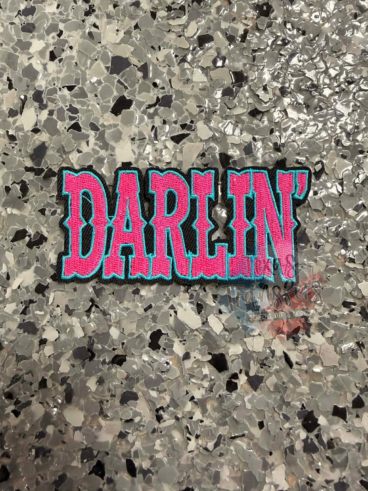 Darlin’ Turquoise and Pink Iron-On Patch - Texas Transfers and Designs