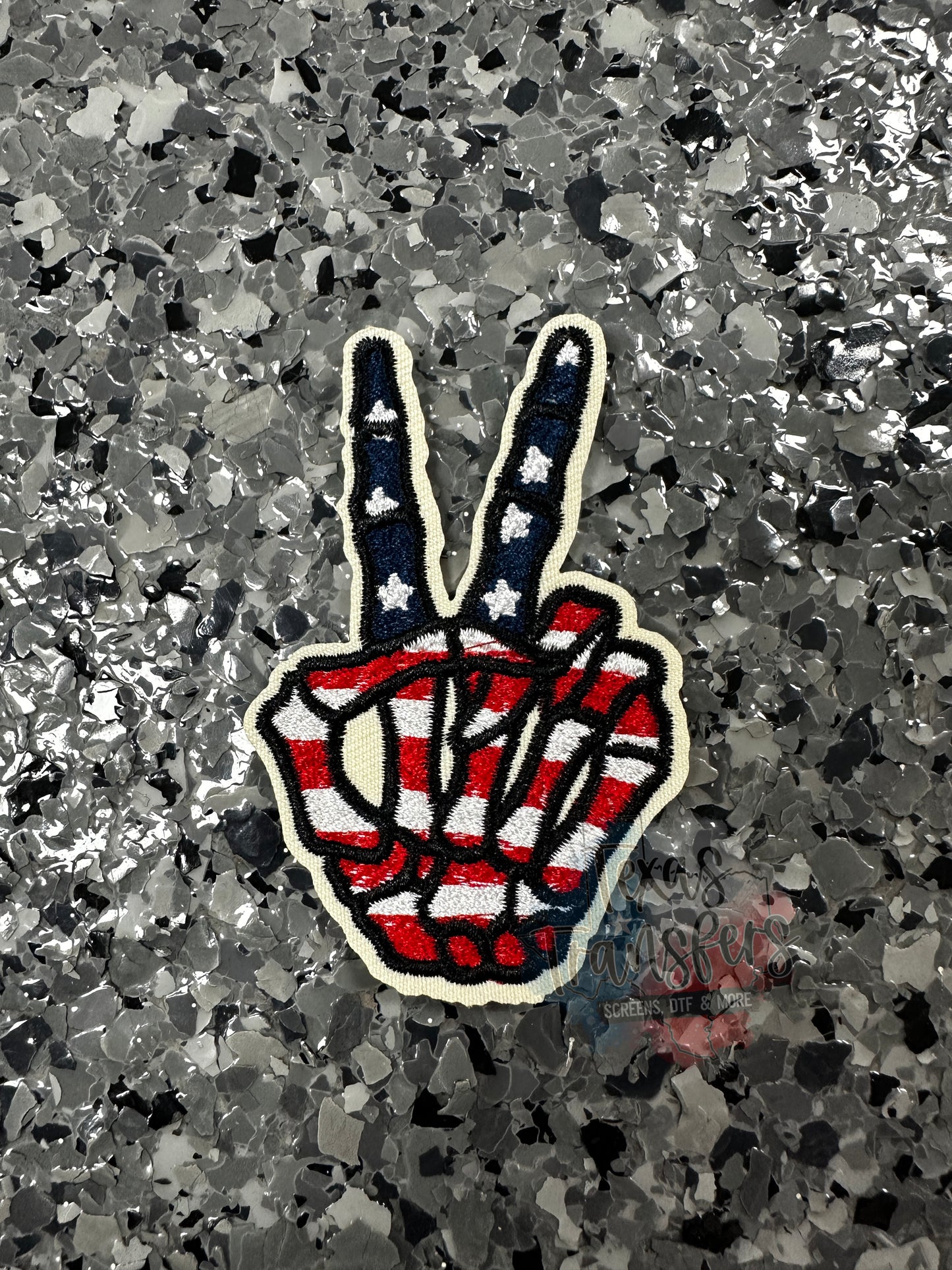 Patriotic Skeleton Peace Iron-On Patch