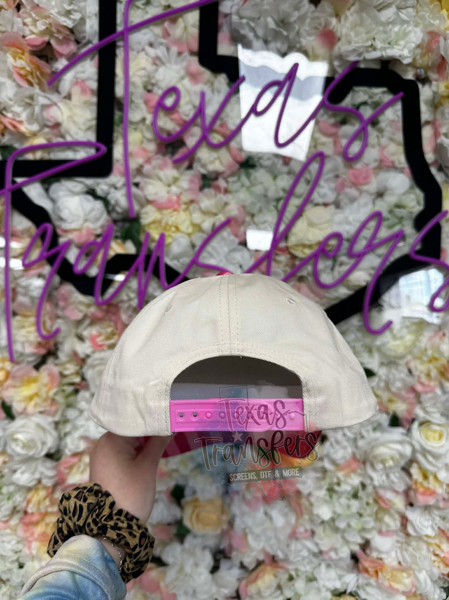 Pink Striped Canvas Hat - Texas Transfers and Designs