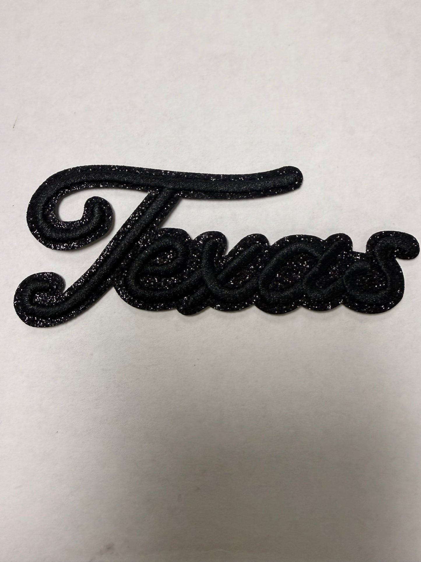 Texas Cursive Glitter Iron-On Patch (Multiple Options) - Texas Transfers and Designs