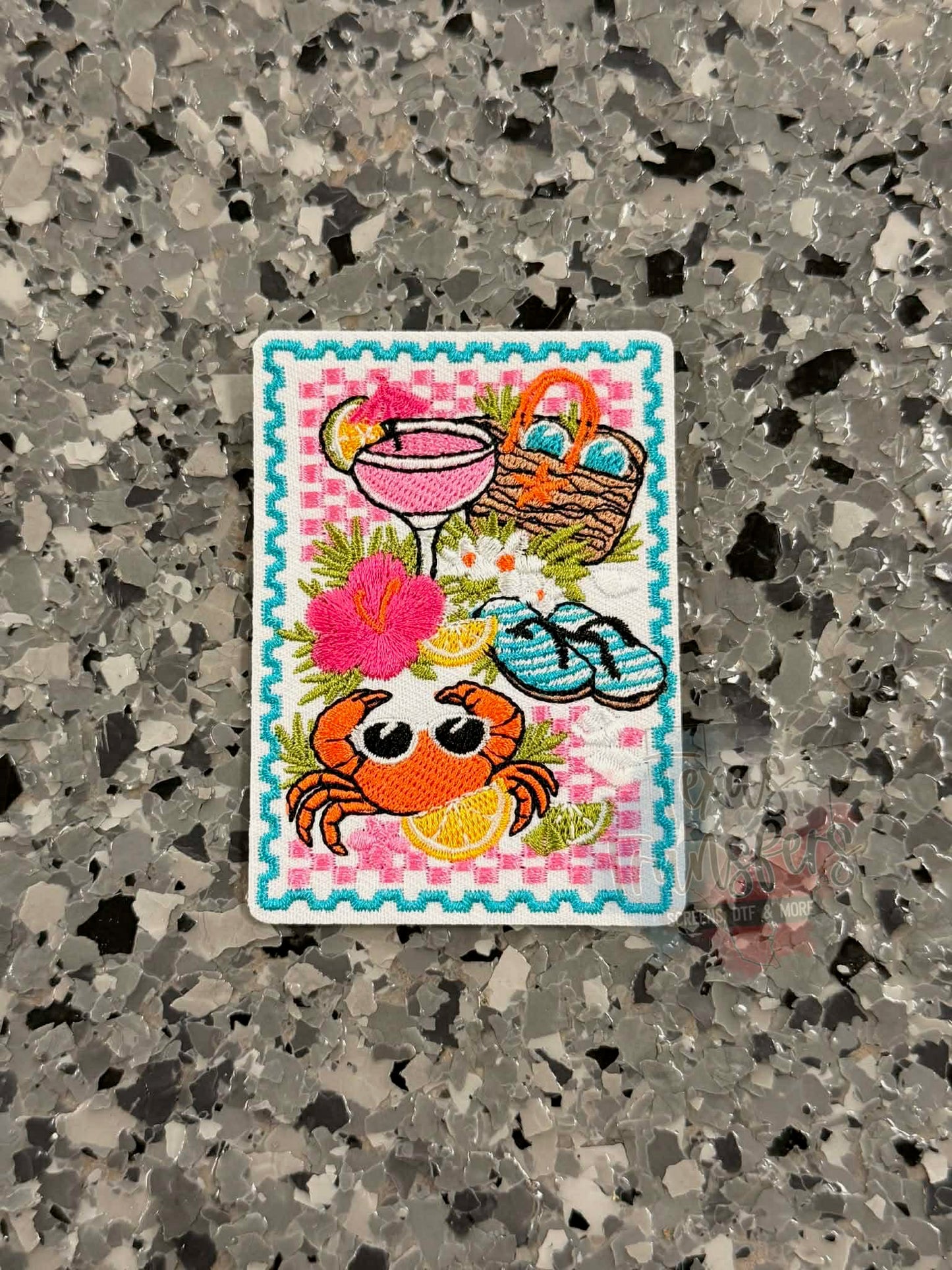 Beach Stamp Iron-On Patch - Texas Transfers and Designs