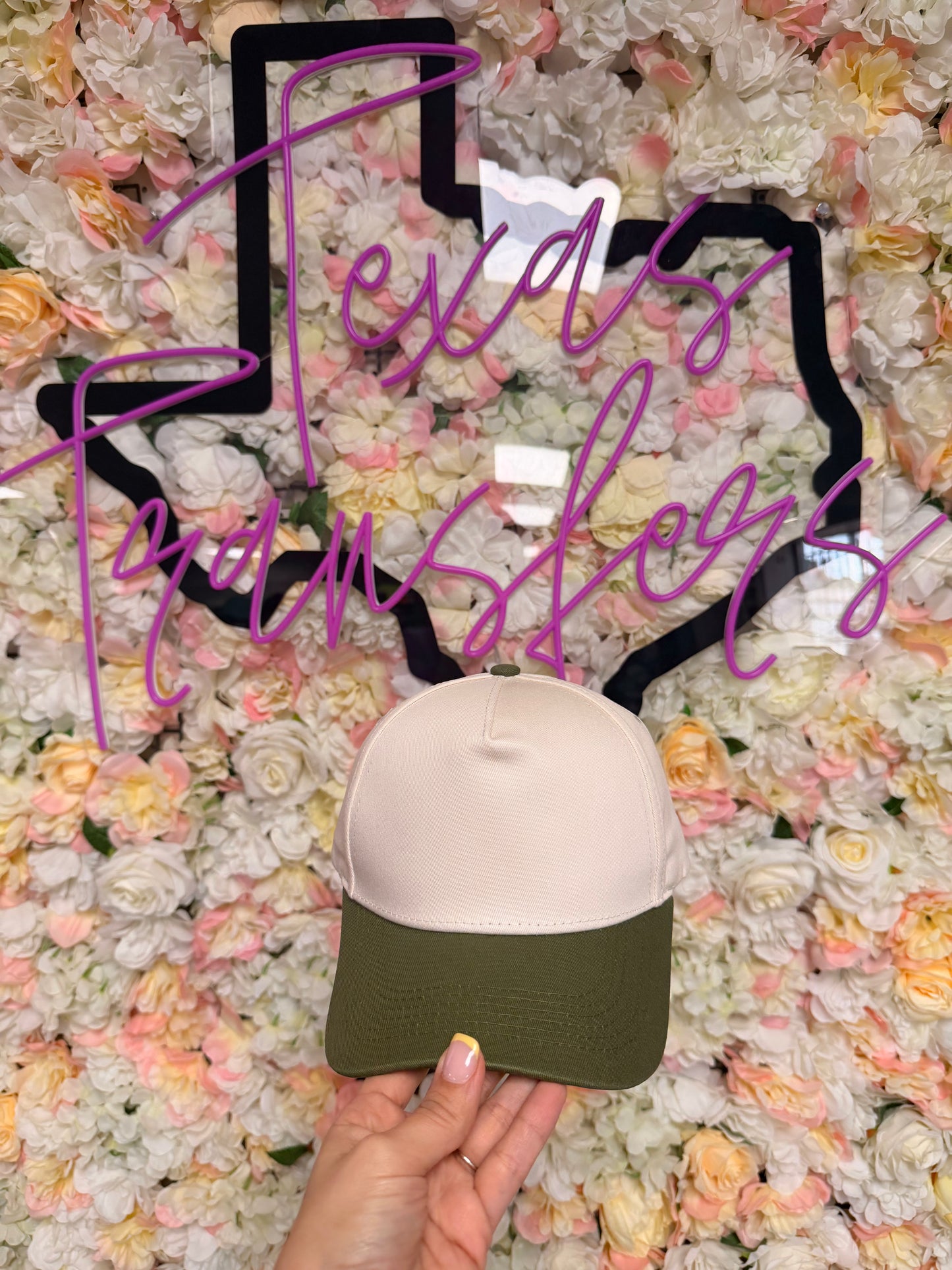 Olive Green Canvas Brim Blank Hat - Texas Transfers and Designs