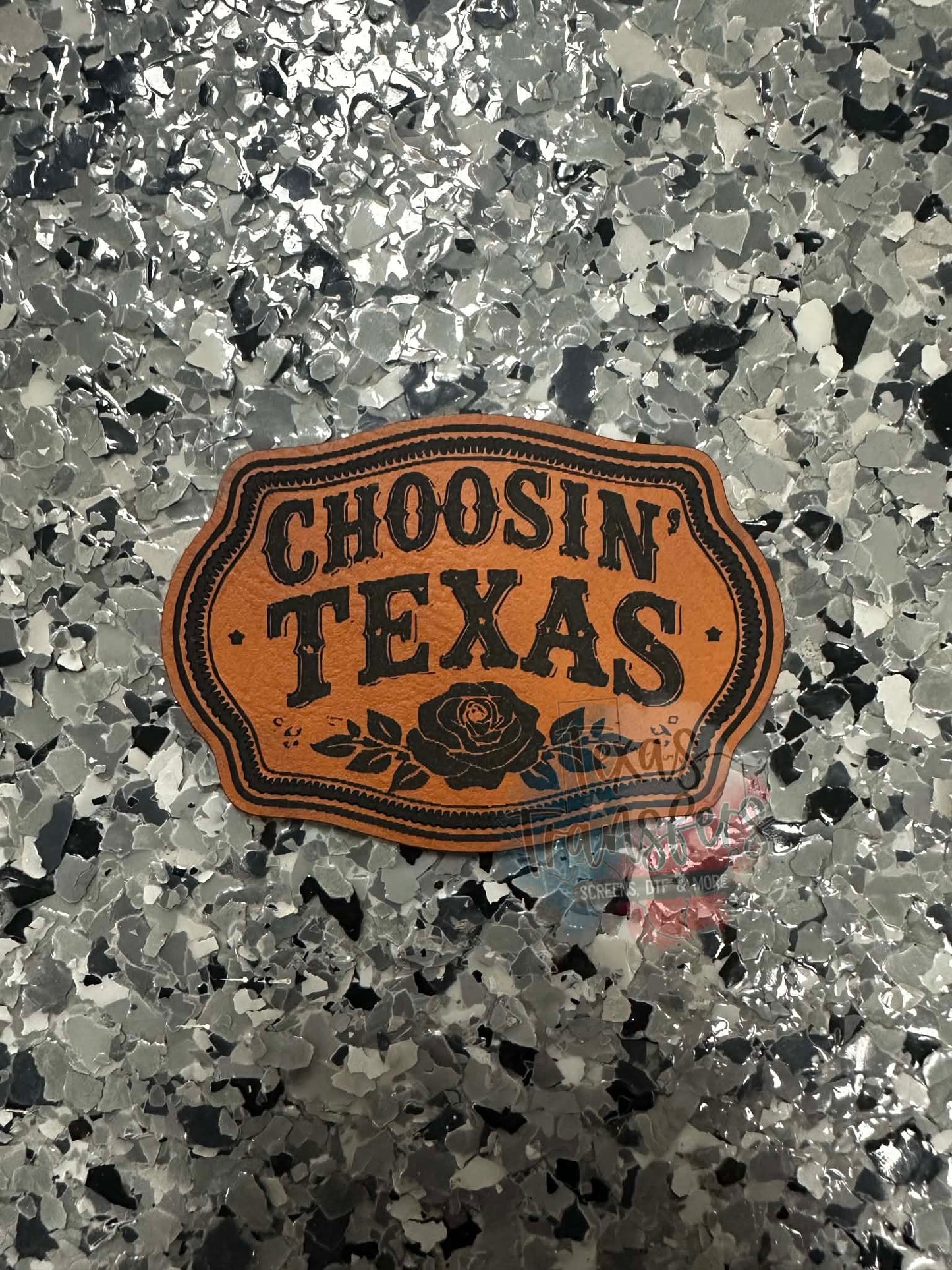 Choosin’ Texas Leatherette Iron-On Patch - Texas Transfers and Designs