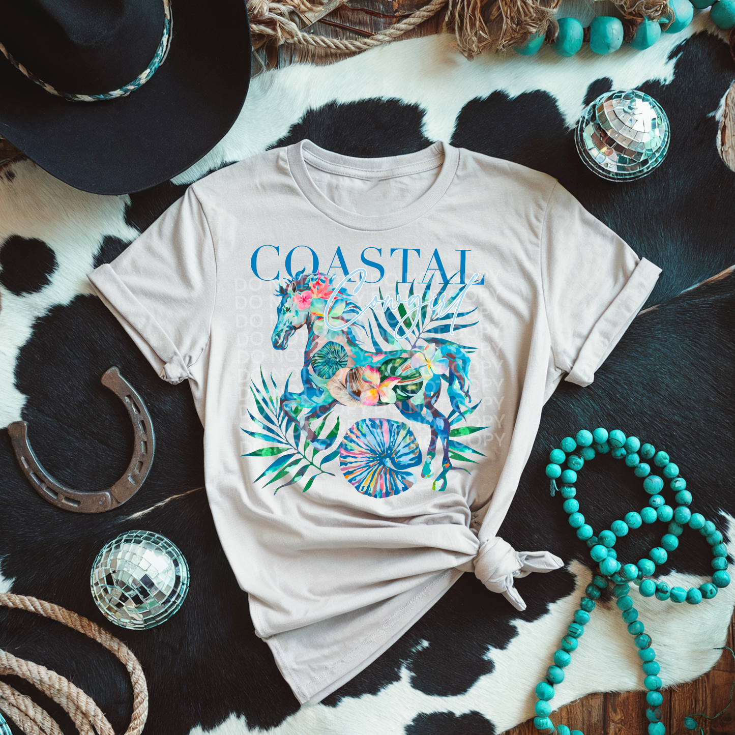 Coastal Cowgirl Horse DTF - Texas Transfers and Designs
