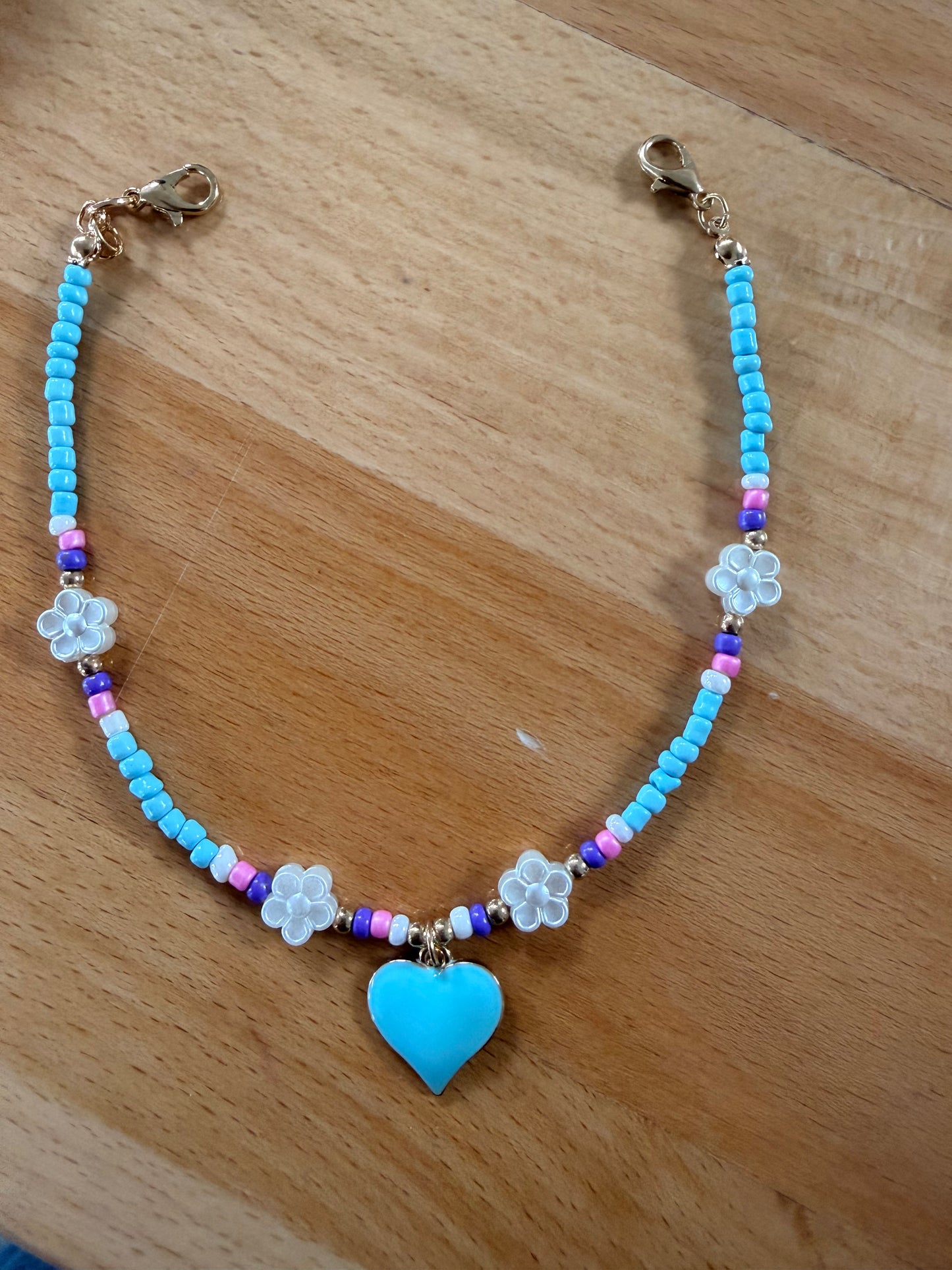 Y2K Dreamscape Blue Flower and Heart Hat Chain