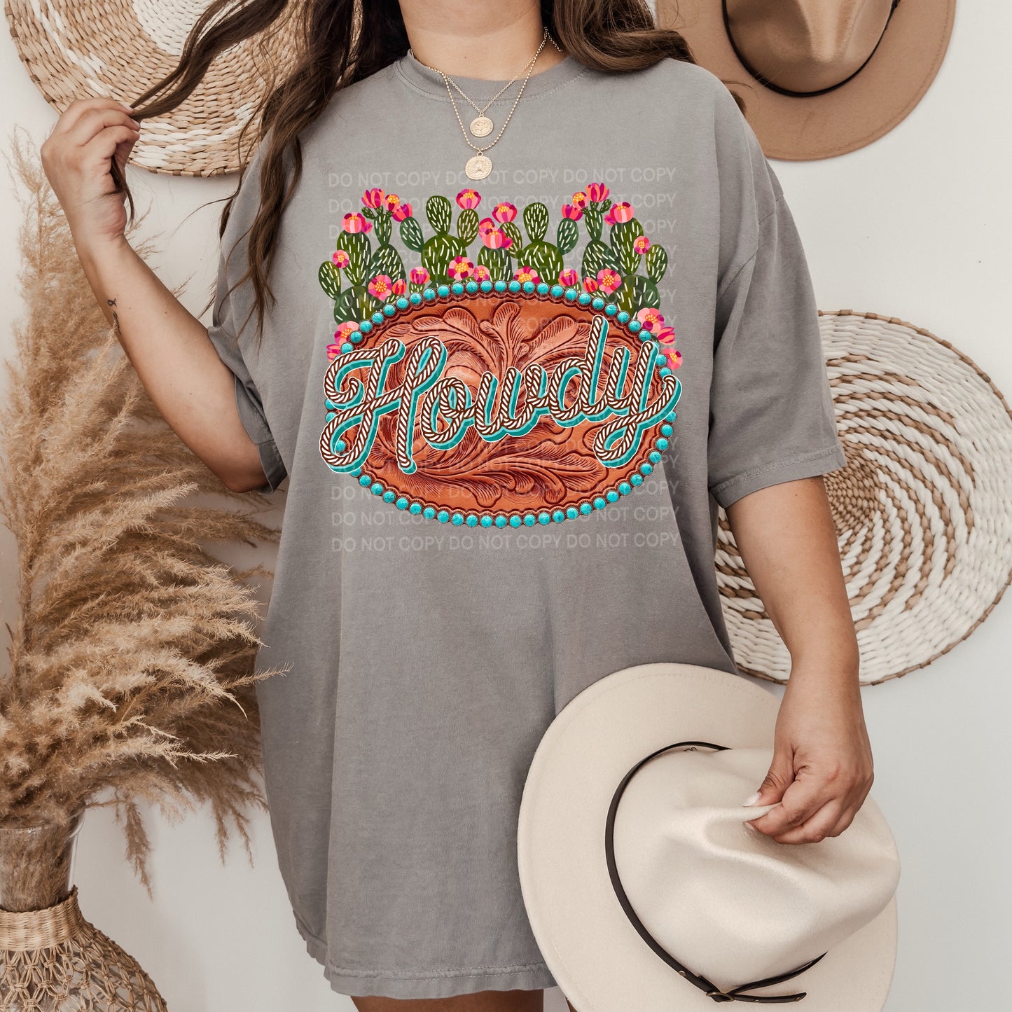 Western Cactus Howdy DTF - Texas Transfers and Designs