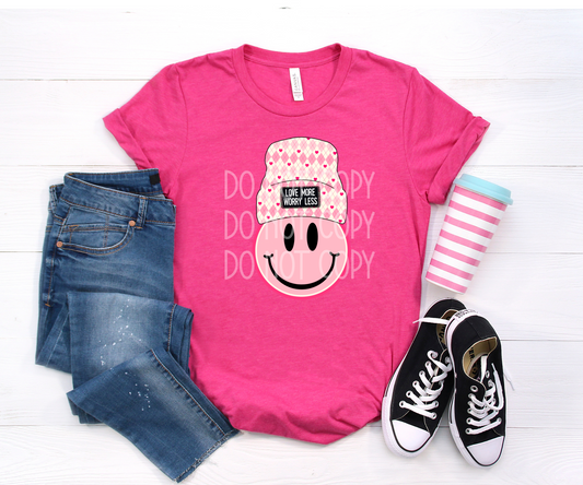 Love More Worry Less Smiley DTF - Texas Transfers and Designs