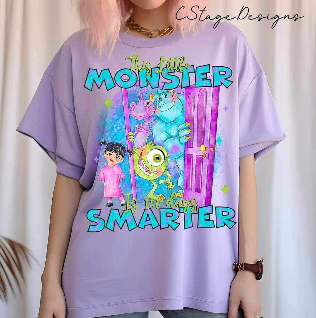 This Little Monster is 100 Days Smarter DTF - Texas Transfers and Designs