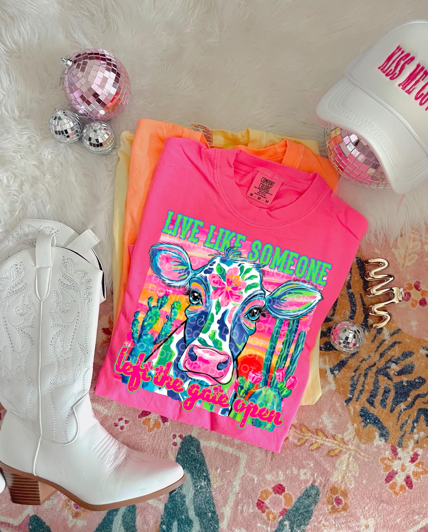 Live Like Someone Left the Gate Open Cow DTF - Texas Transfers and Designs