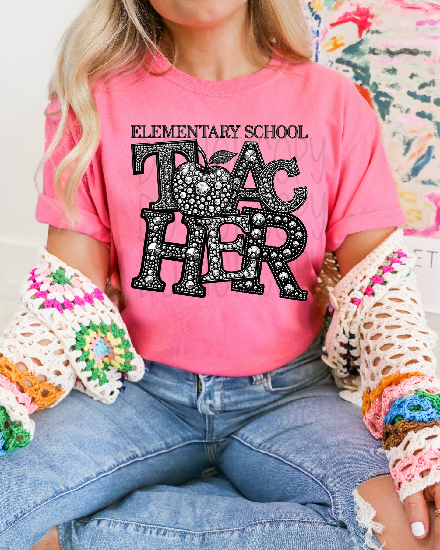 School/Teacher Faux Rhinestone DTF (Multiple Options - Part 2) - Texas Transfers and Designs