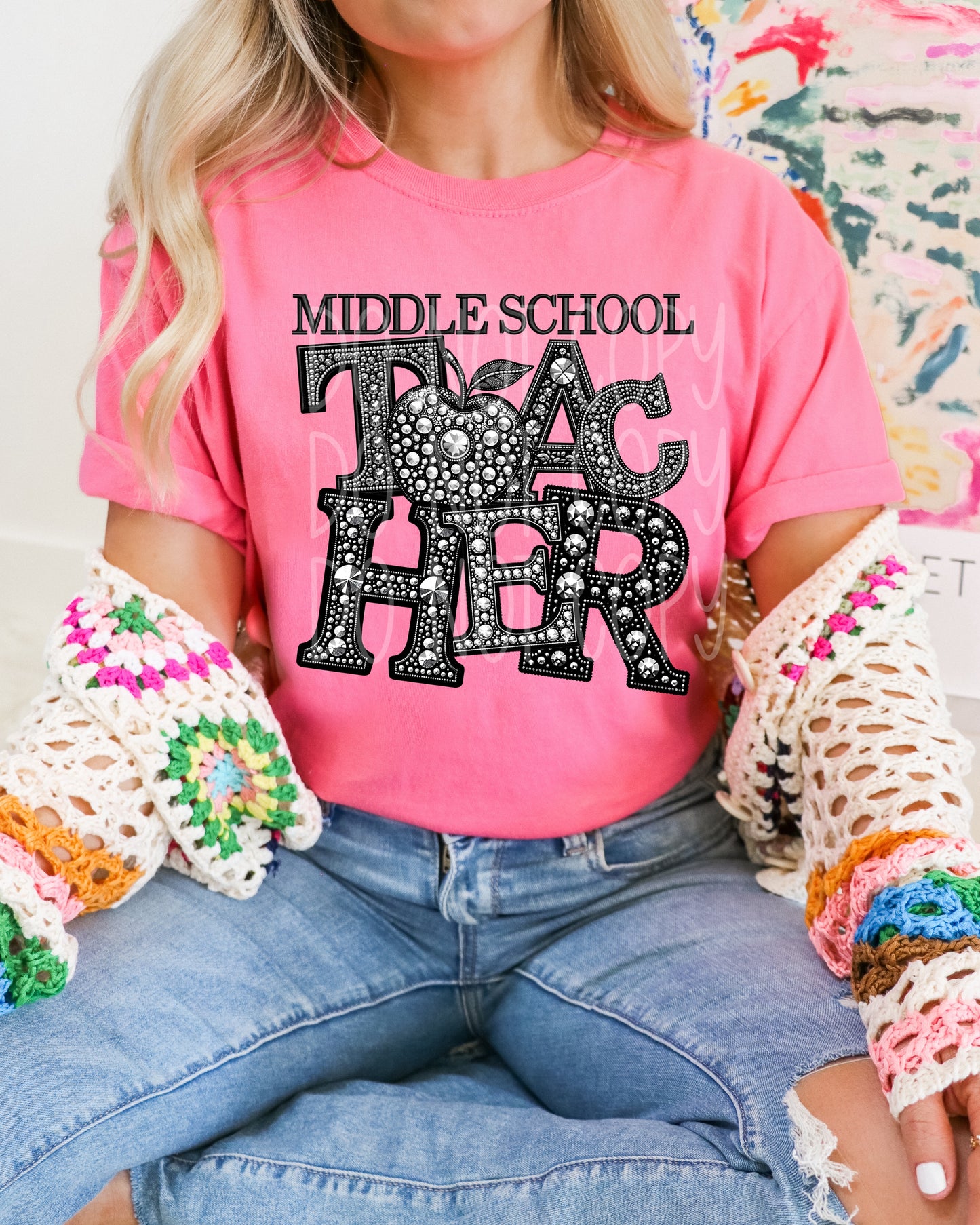 School/Teacher Faux Rhinestone DTF (Multiple Options - Part 2) - Texas Transfers and Designs