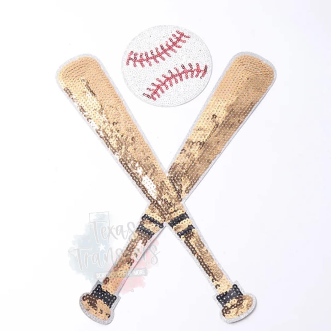 Bats w/ Ball Set XL Iron-On Patch - Texas Transfers and Designs