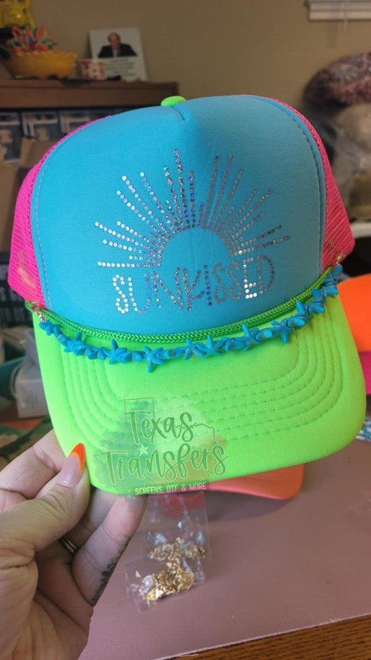 Turquoise Starfish Hat Chain - Texas Transfers and Designs