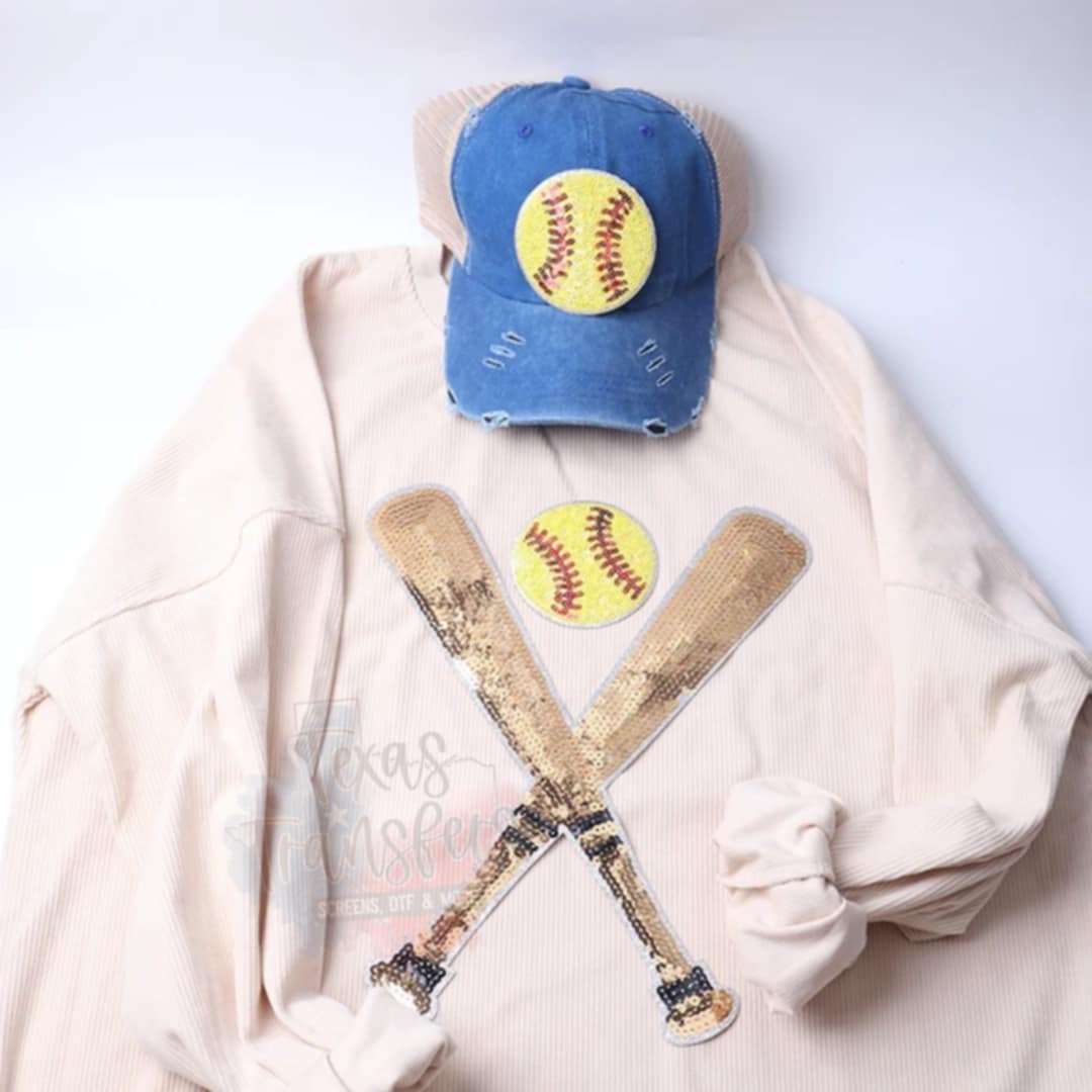 Bats w/ Ball Set XL Iron-On Patch - Texas Transfers and Designs