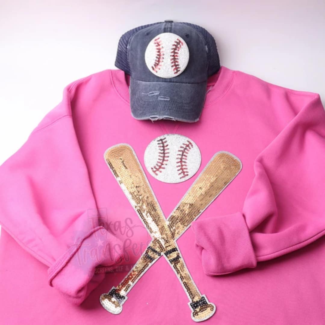 Bats w/ Ball Set XL Iron-On Patch - Texas Transfers and Designs