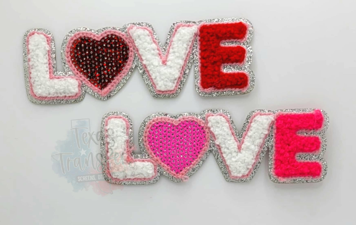 Valentines LOVE w/ Sequin Heart Iron-On Patch - Texas Transfers and Designs