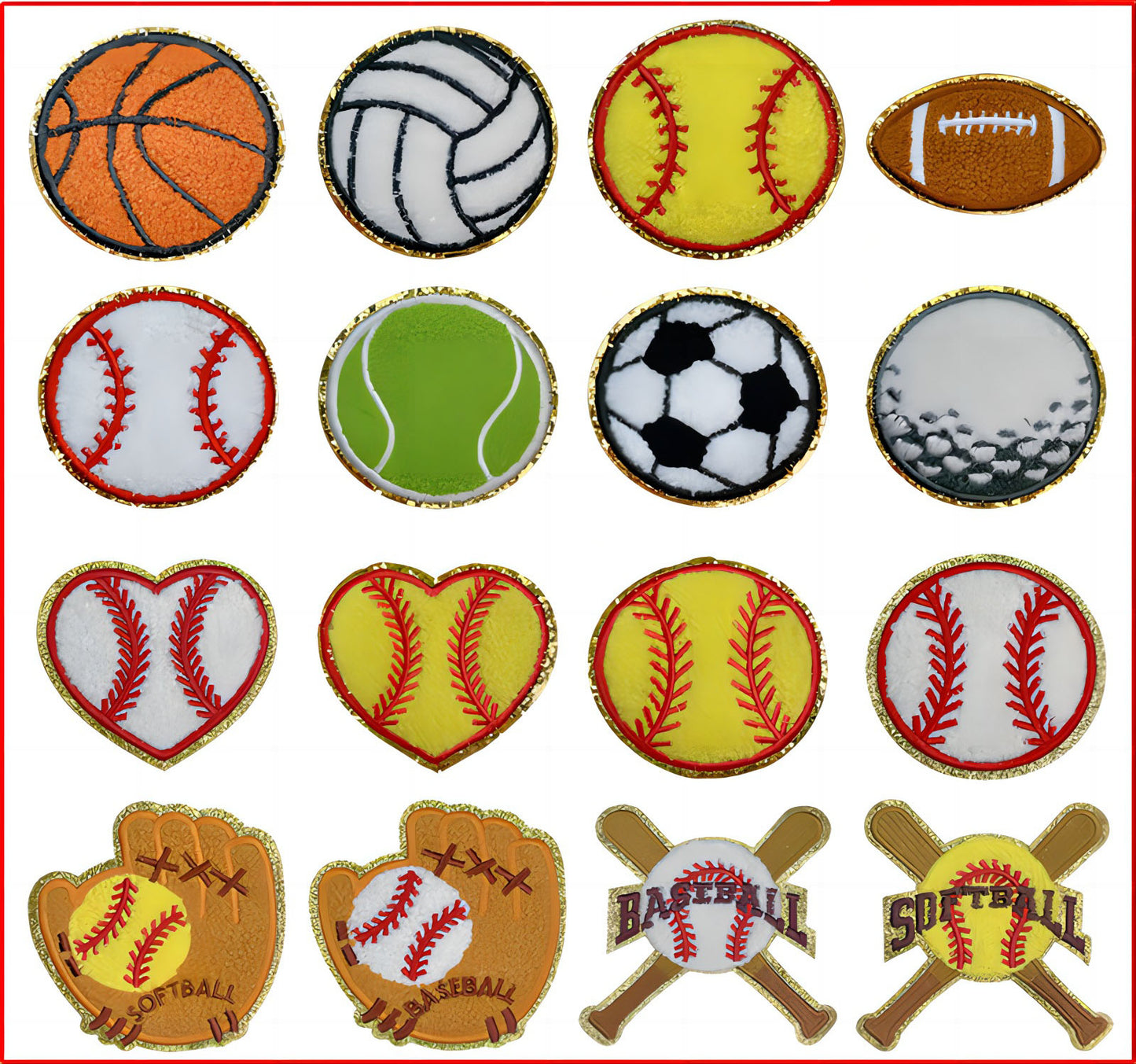 Sports Chenille Iron-On Patches - Texas Transfers and Designs