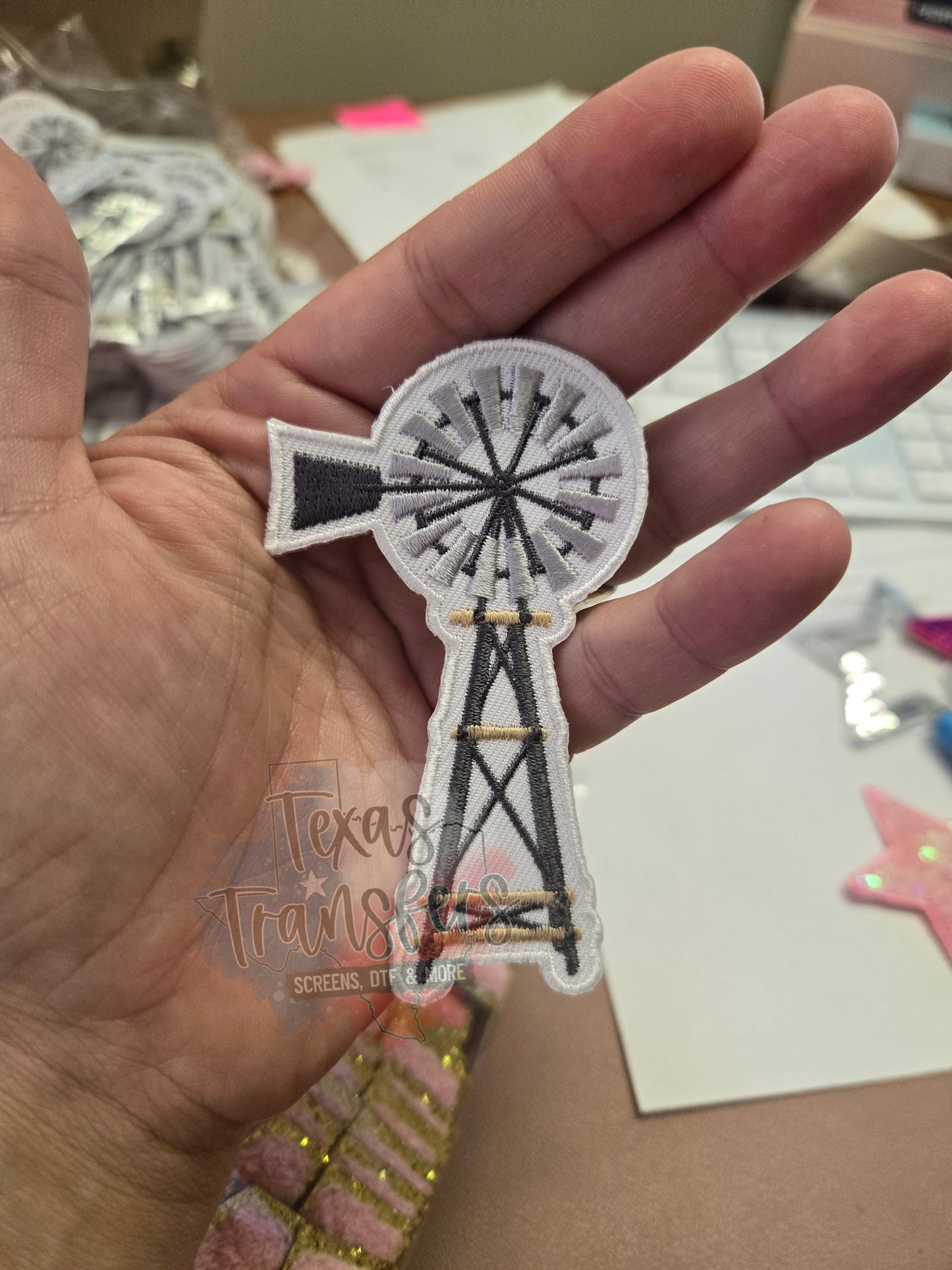 Metal Windmill Iron-On Patch - Texas Transfers and Designs