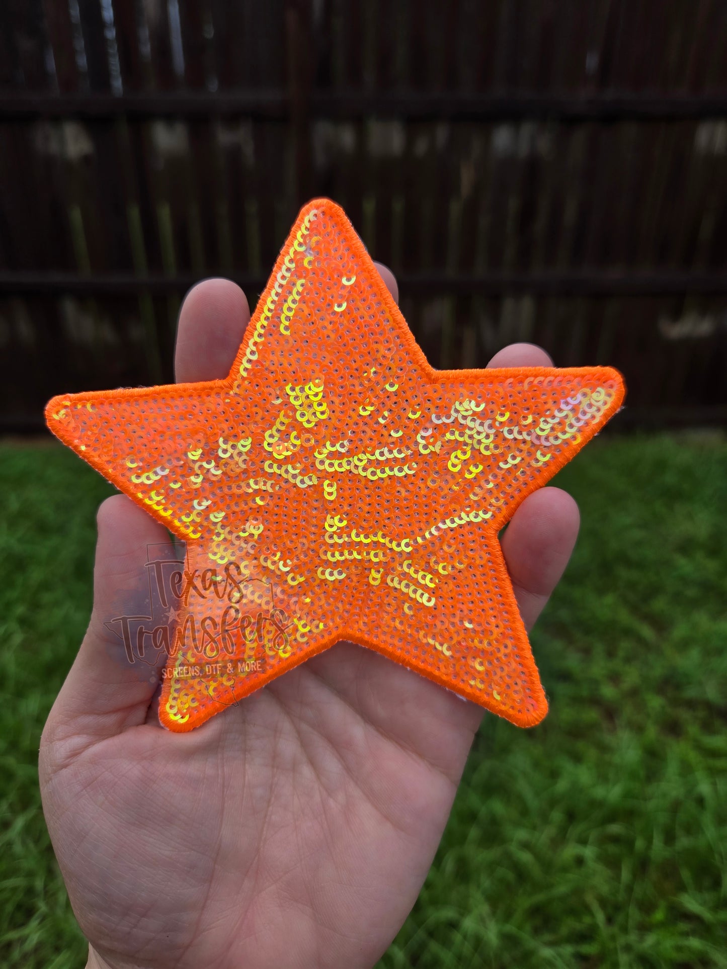 5" Sequin Stars (Embroidered Outline) Iron On Patches - Texas Transfers and Designs