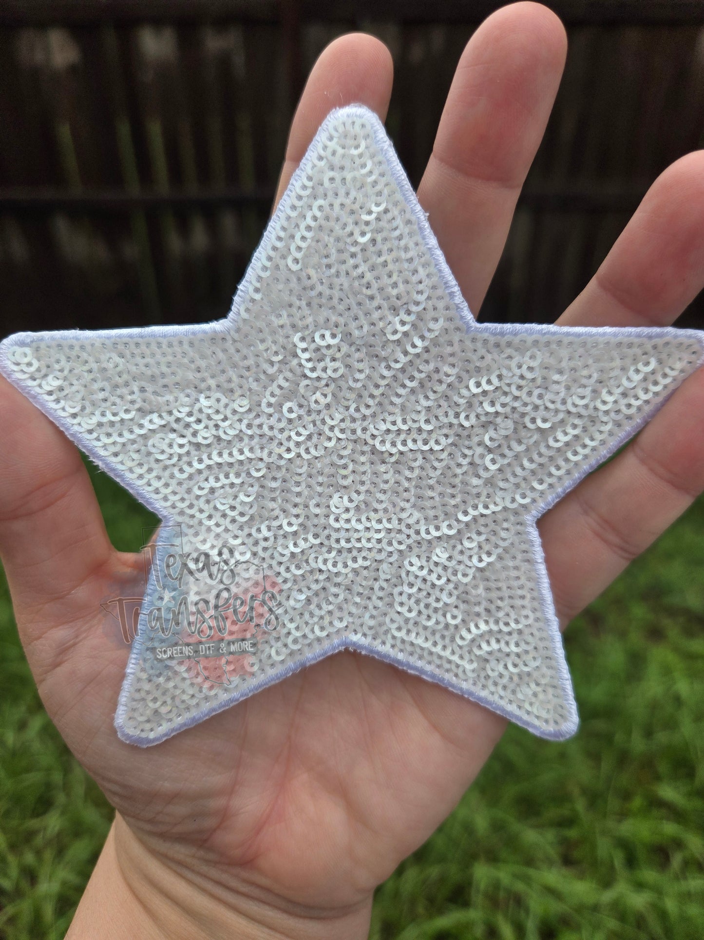5" Sequin Stars (Embroidered Outline) Iron On Patches - Texas Transfers and Designs