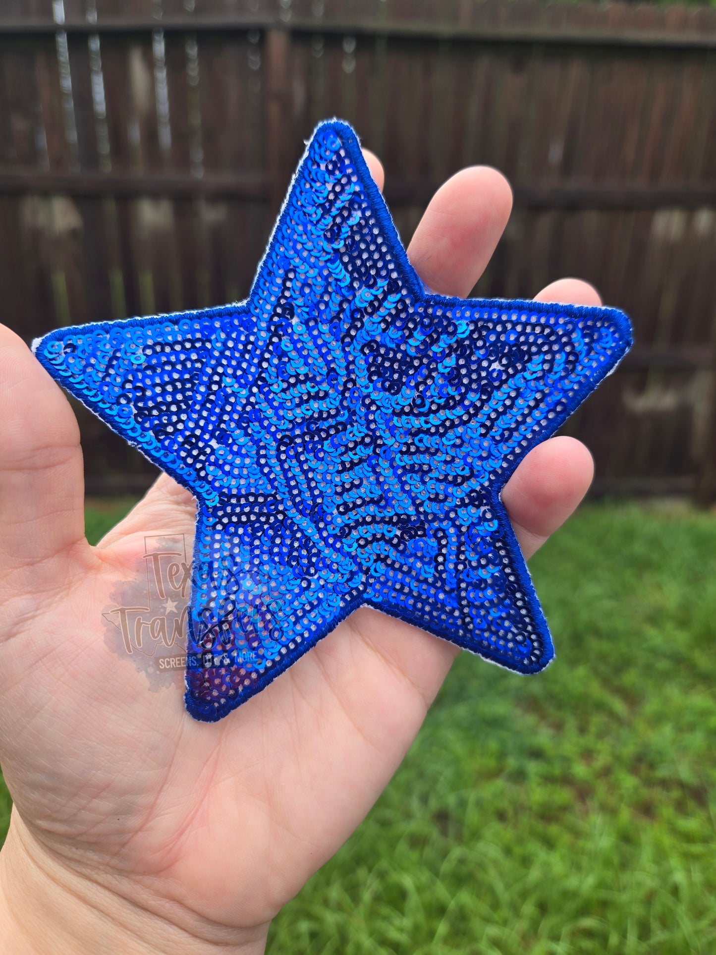 5" Sequin Stars (Embroidered Outline) Iron On Patches - Texas Transfers and Designs