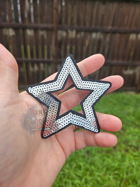 Hollow Sequin Stars Iron-On PATCH - Texas Transfers and Designs
