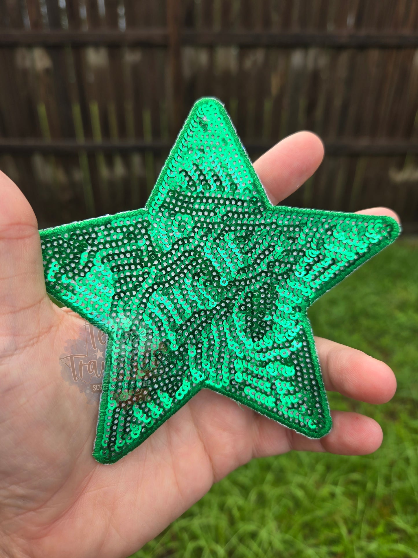 5" Sequin Stars (Embroidered Outline) Iron On Patches - Texas Transfers and Designs