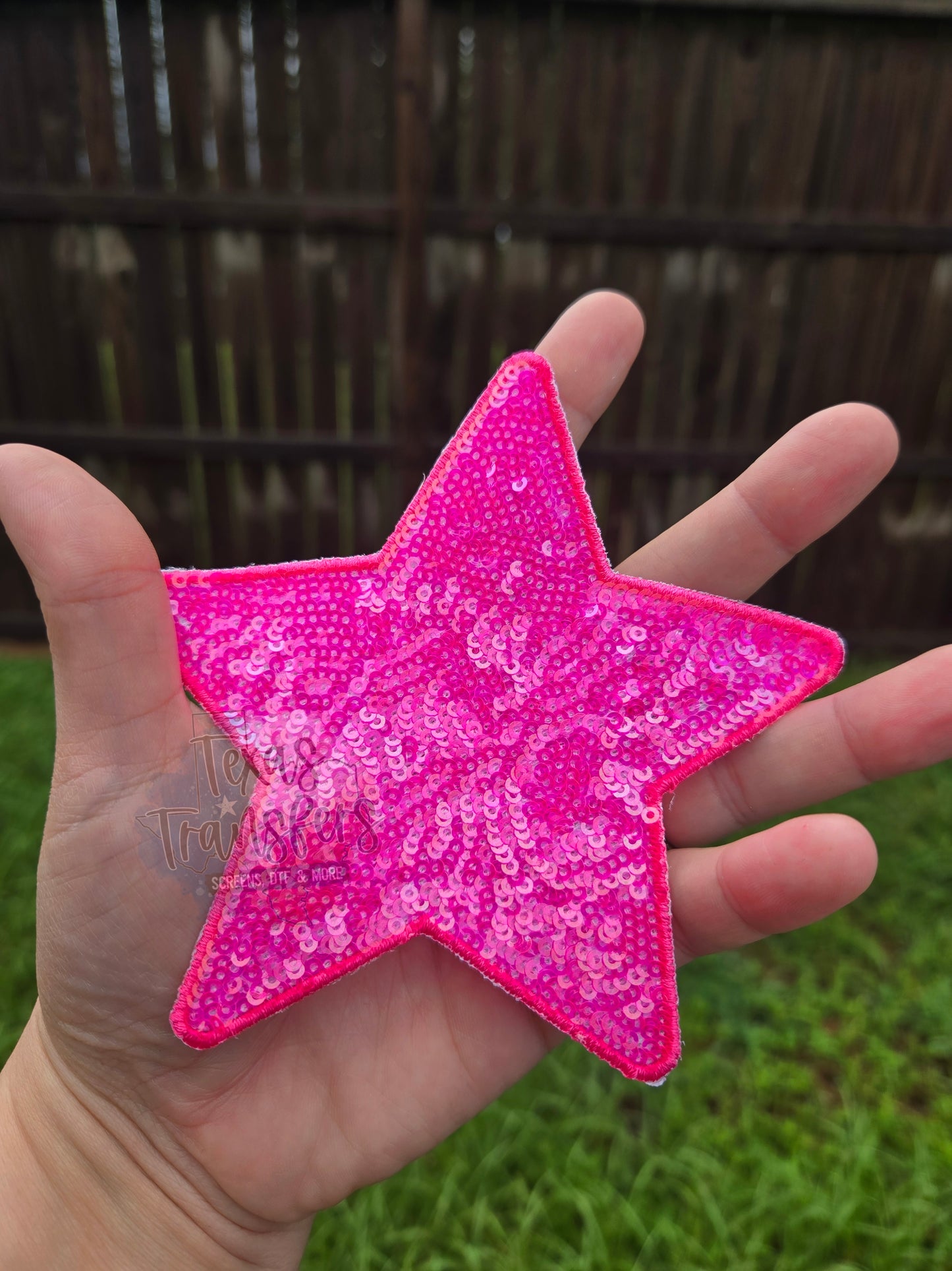 5" Sequin Stars (Embroidered Outline) Iron On Patches - Texas Transfers and Designs