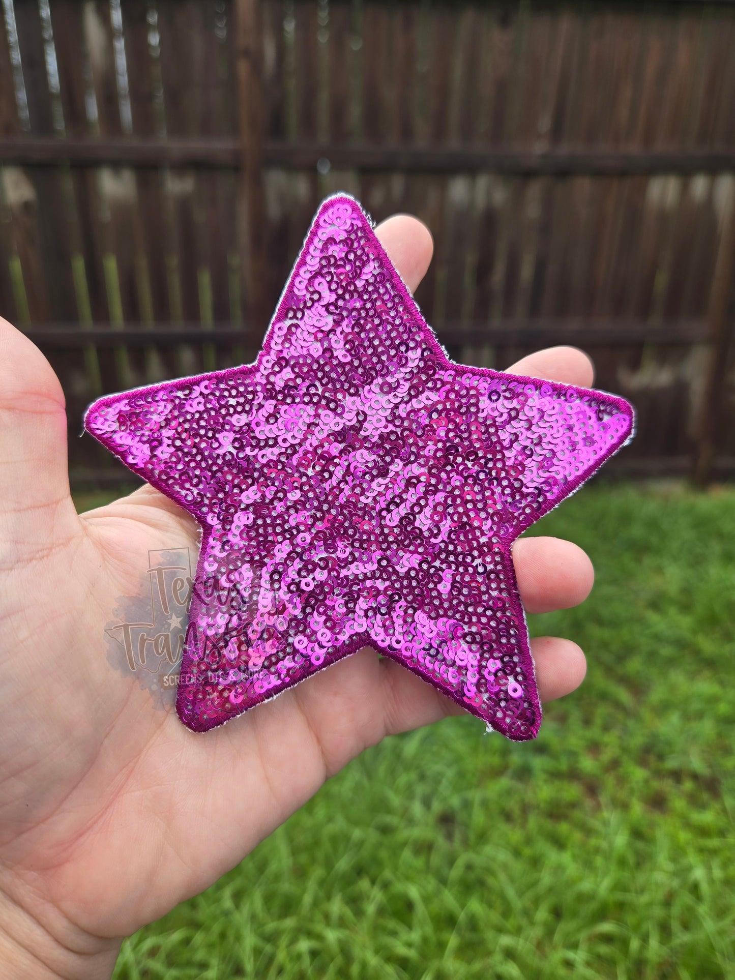 5" Sequin Stars (Embroidered Outline) Iron On Patches - Texas Transfers and Designs