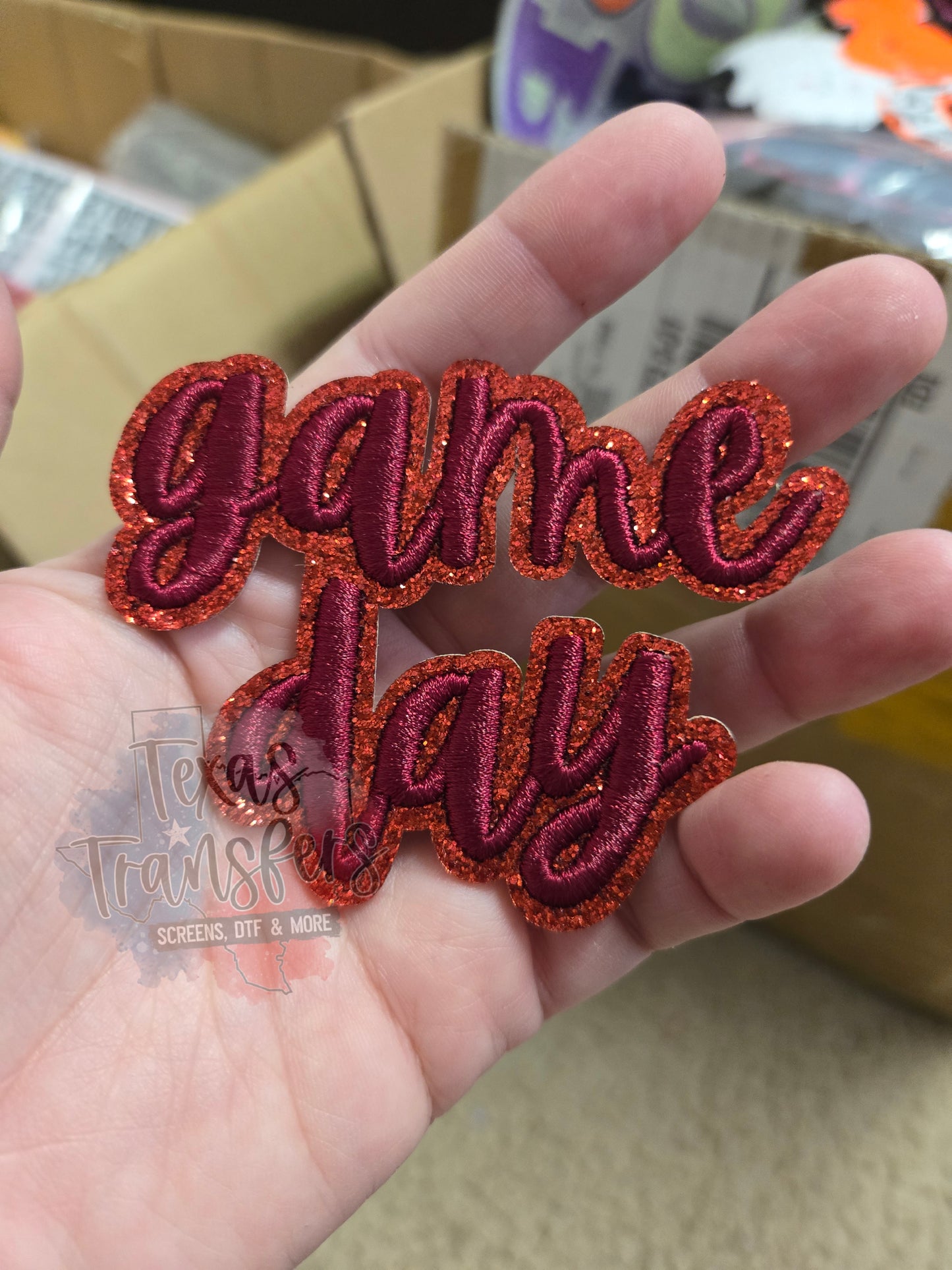 Game Day (Maroon) Iron-On PATCH - Texas Transfers and Designs