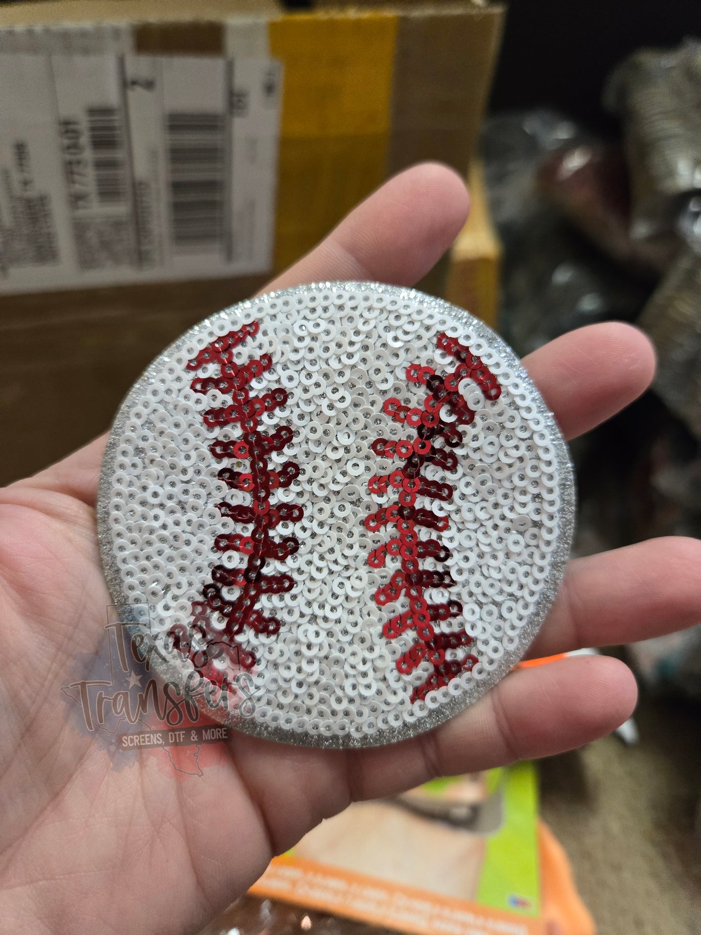 Sequin Baseball Iron-On Patch - Texas Transfers and Designs