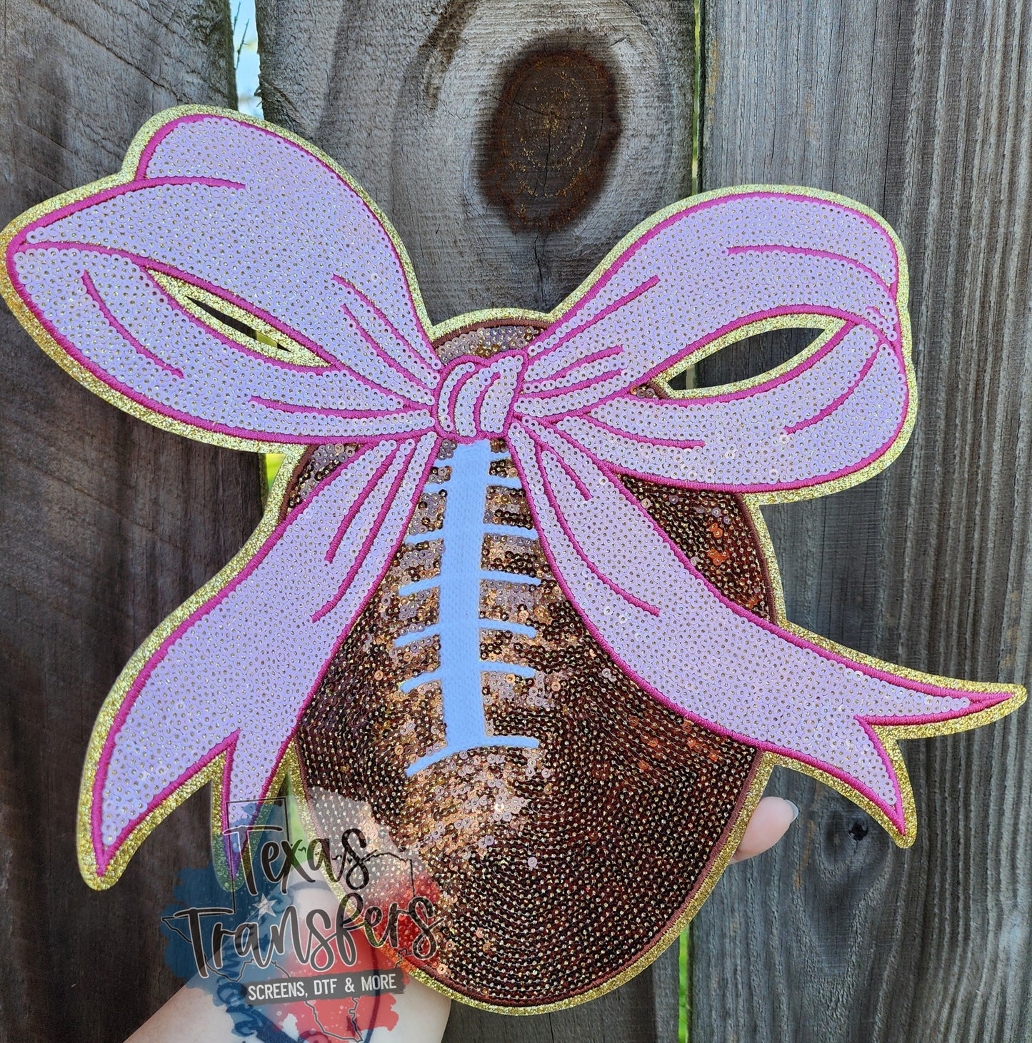 Football Coquette XL Iron-On Patch - Texas Transfers and Designs